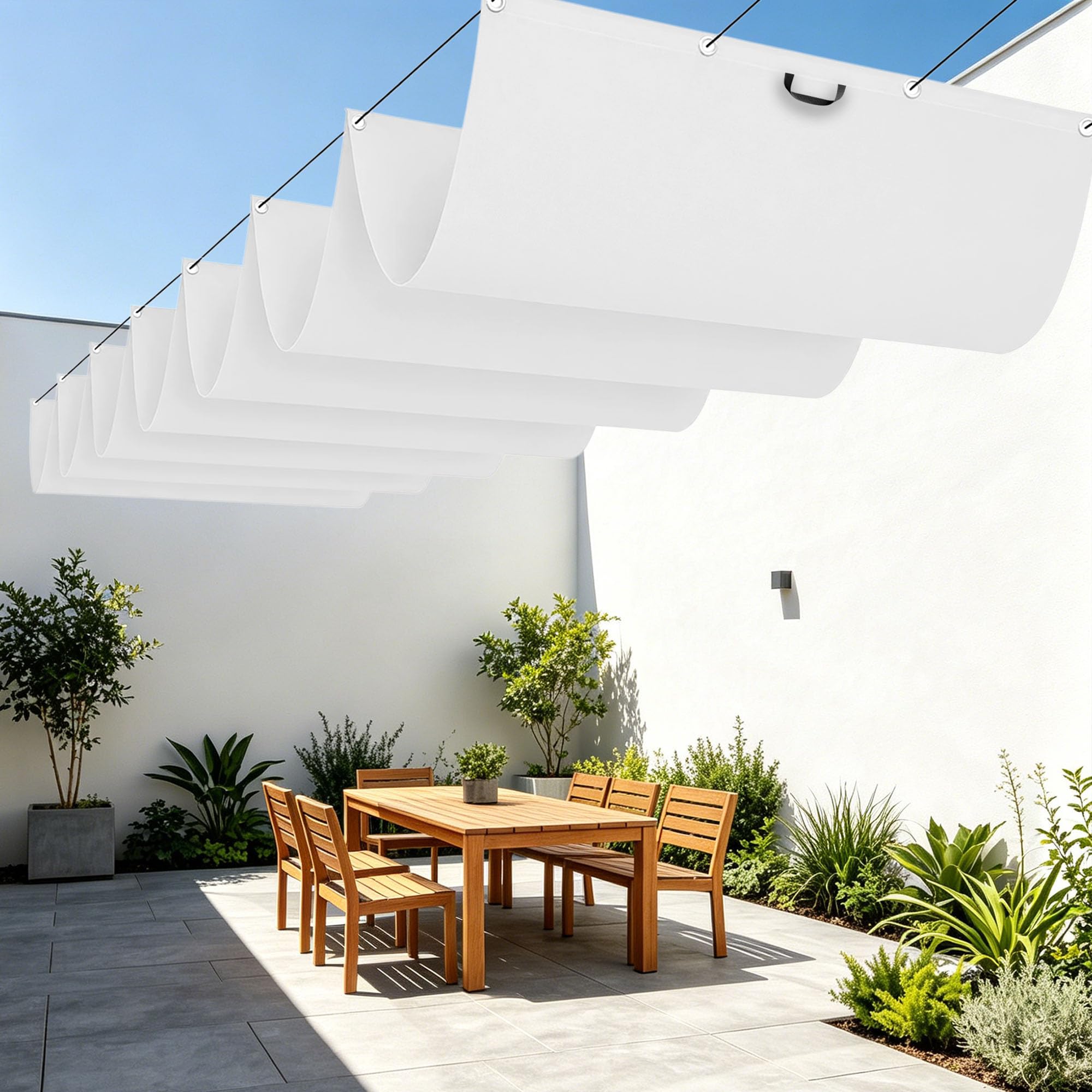Voiles d'ombrage rétractable pour terrasse et patio avec toile imperméable de 800x200 cm