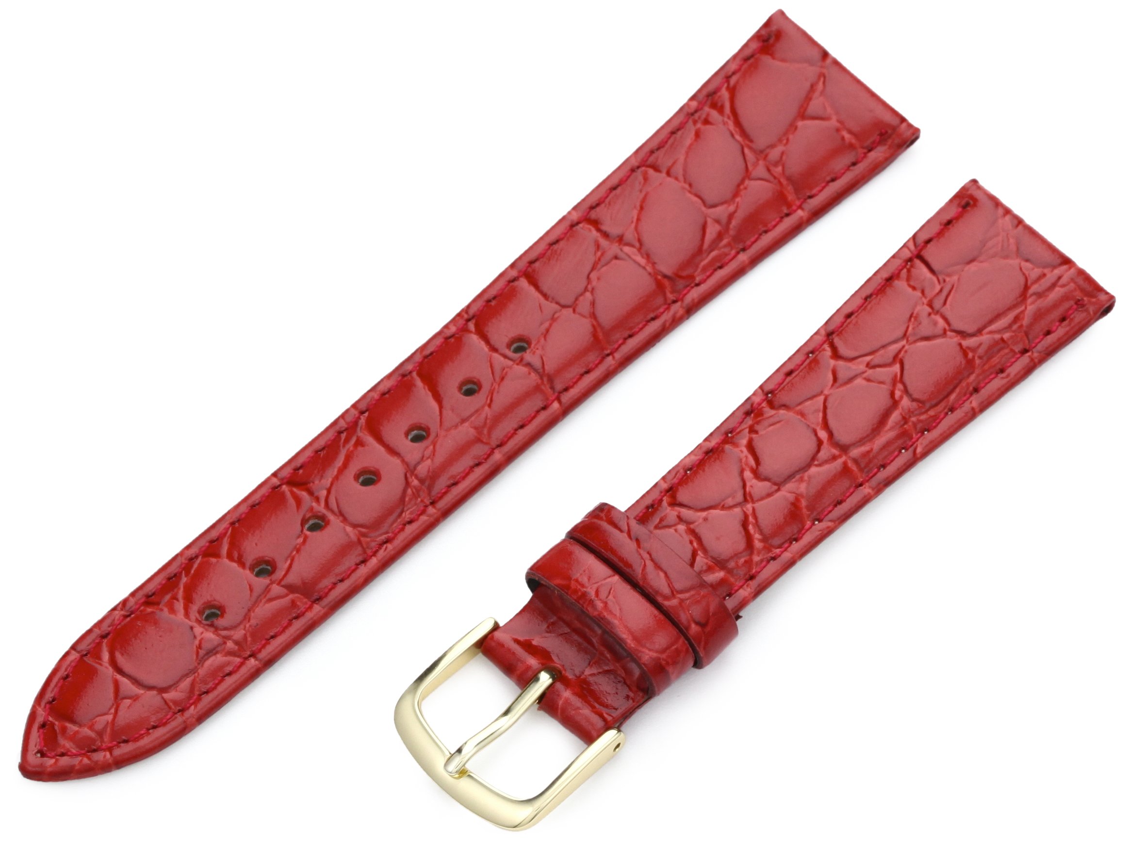 Hadley-Roma Men's MSM717RQ 200 20mm Red Crocodile Grained Leather