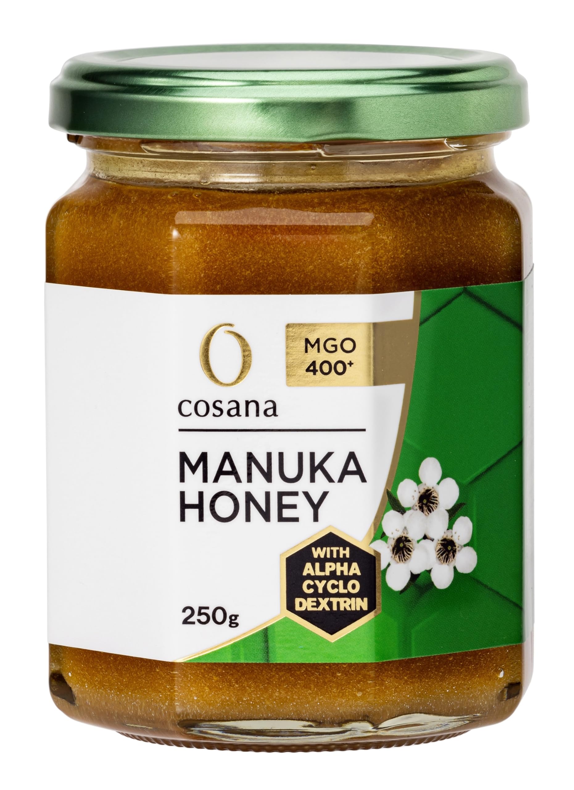 Cosana α-シクロデキストリン入りマヌカハニーMGO400+ 250g 正規品 ニュージーランド産 非加熱 環状オリゴ糖 はちみつ 蜂蜜 α-オリゴ糖 BRCGS AA+認証工場製造 Amazon | Cosana α-シクロデキストリン入りマヌカハニーMGO400+ 250g
