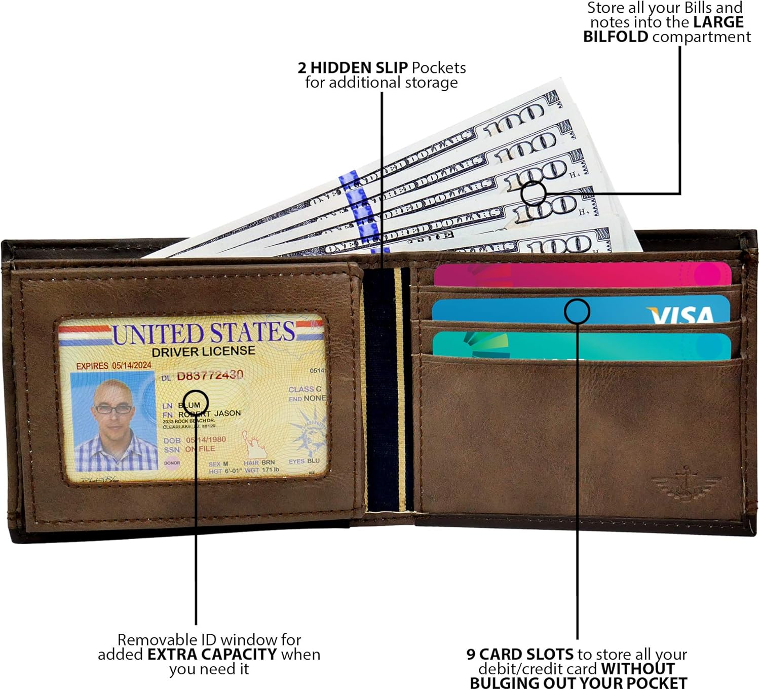 Dockers Men's Extra Capacity Leather Bifold Wallet - Image 4