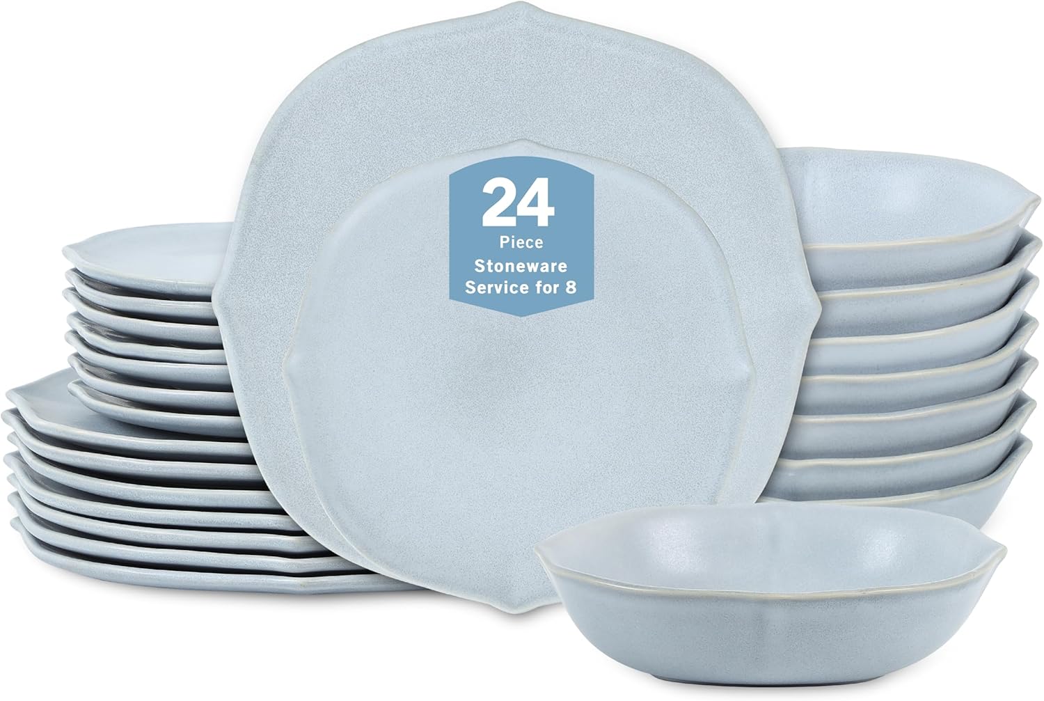 Stone Lain Baskerville 16-Piece Dinnerware Set Stoneware, Borosilicate Glass, Black