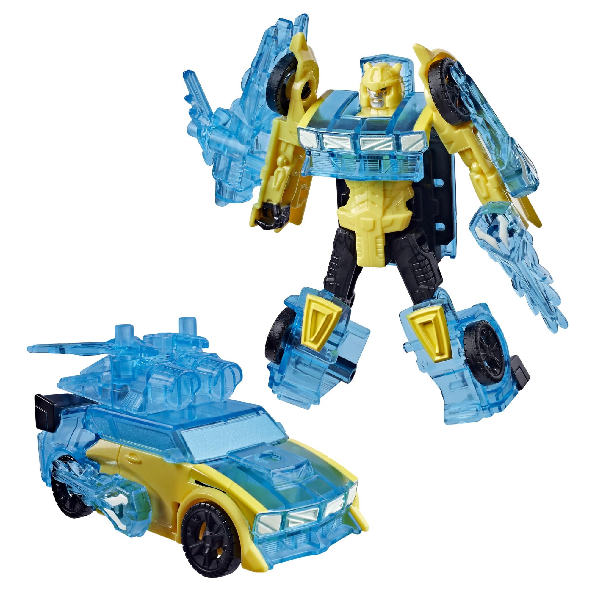 Transformers CYBERWORLD Bumblebee Armored Cyber Changers Energon Surge Action Figure | Quick Change to Car Mode | Robot Toys for Kids 6+