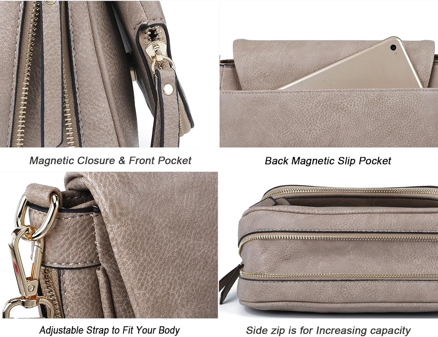 Crossbody Bags for Women Small Pu Leather Over the Shoulder Purses and Flap Cross Body Handbags with Multi Pockets - Image 4