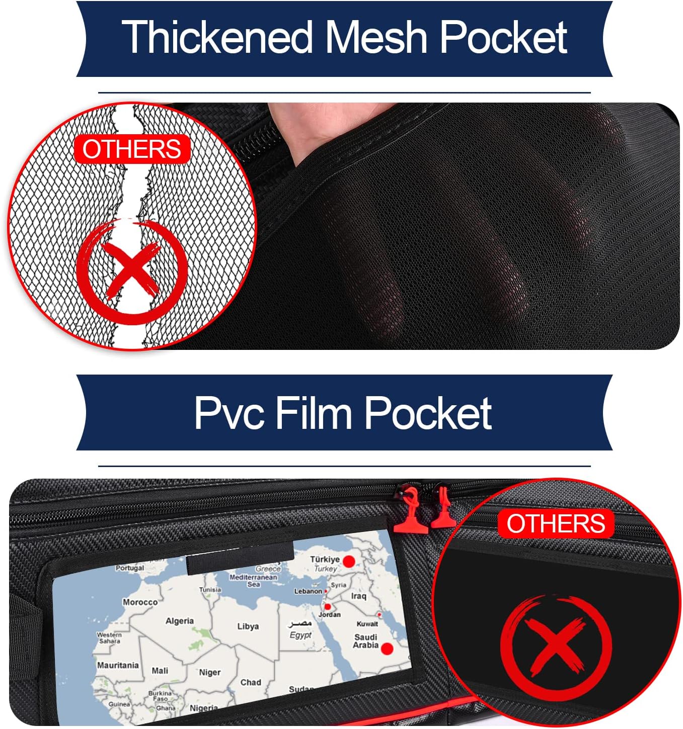 For RZR 1000 XP Roof Bag, UTV XP 1000 Overhead Larger Capacity Roof Top Storage Bag Multiple Pockets Map Pouch For Polaris RZR XP 1000 All Years Easy to Install