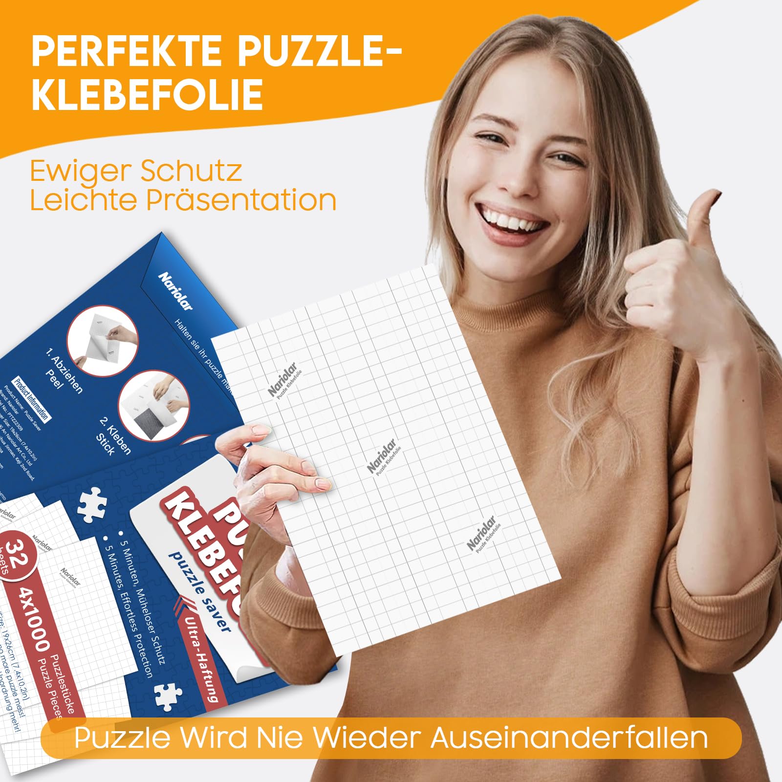 Puzzel plakfolie, 32 super puzzellijm voor het verkrijgen van 4