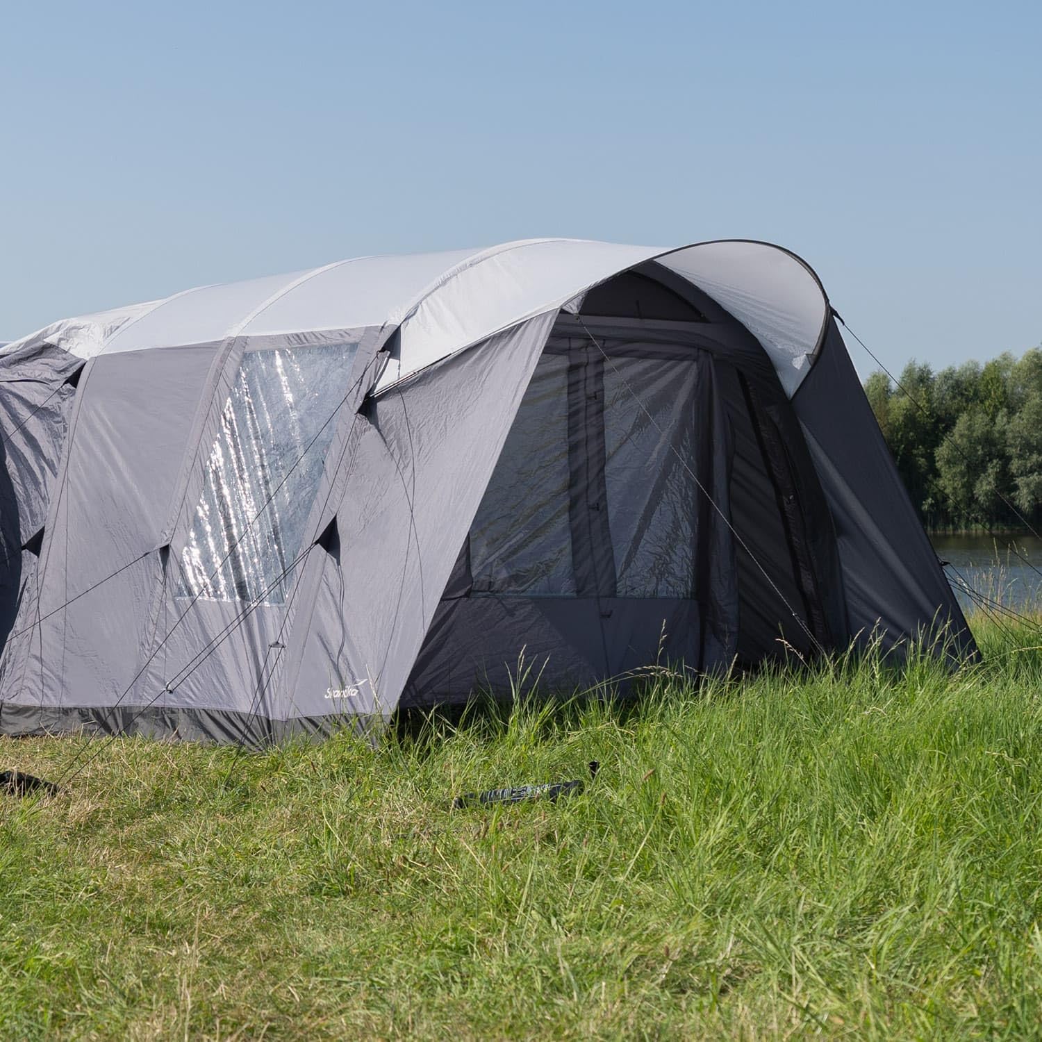 Skandika Vejers Air Protect Auvent gonflable pour 4 personnes, sol cousu, hauteur 2 m, colonne d'eau 3000 mm, tente tunnel pour voiture, bus, van, bulli, minivan