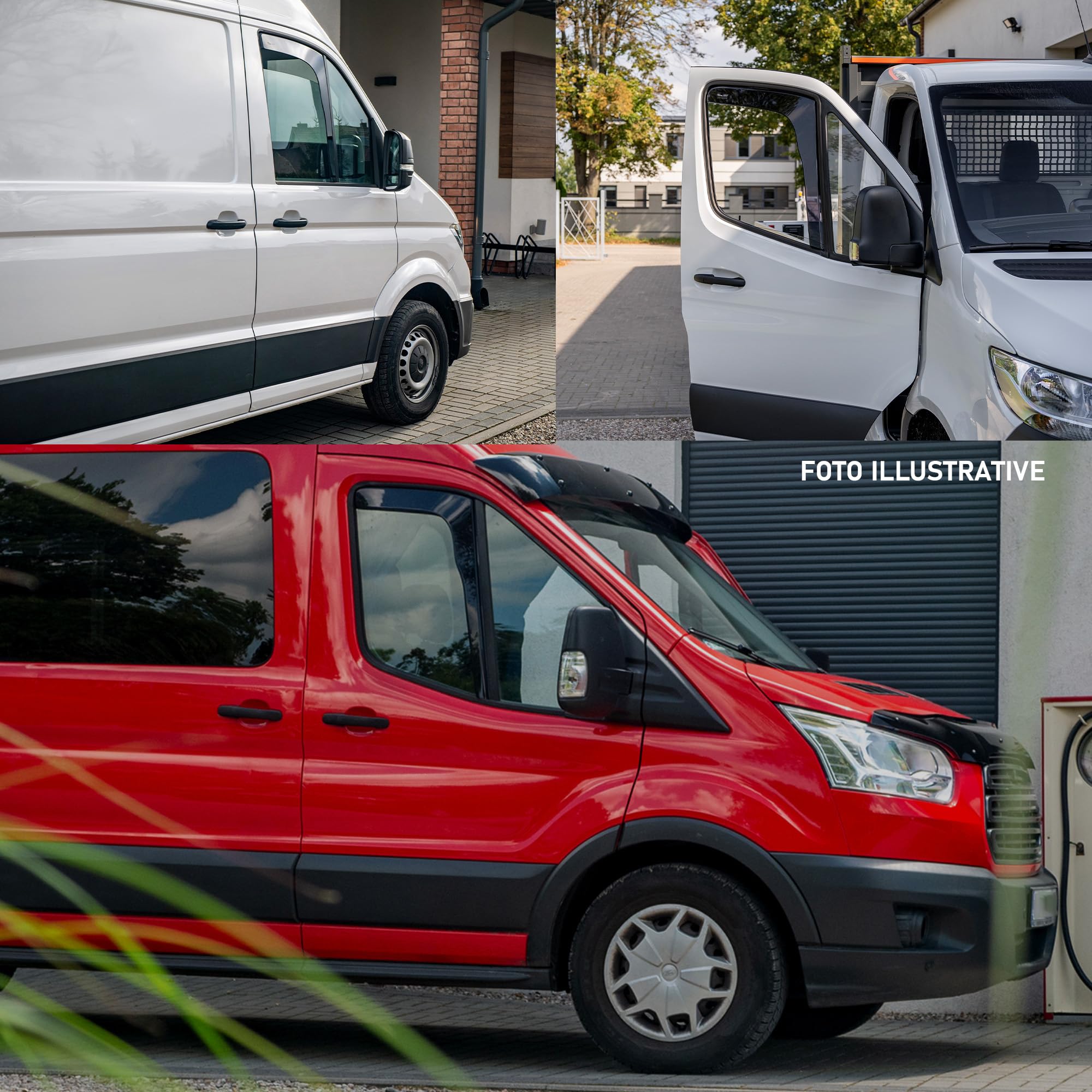 HEKO - Compatibile con Ford Transit Custom 2023+ ; Deflettori per Vetri Laterali; Anteriori; 2 pz; Deflettori d’Aria Antipioggia, Antiturbo, Oscurati, Aerodinamici; Installazione Rapida e Semplice