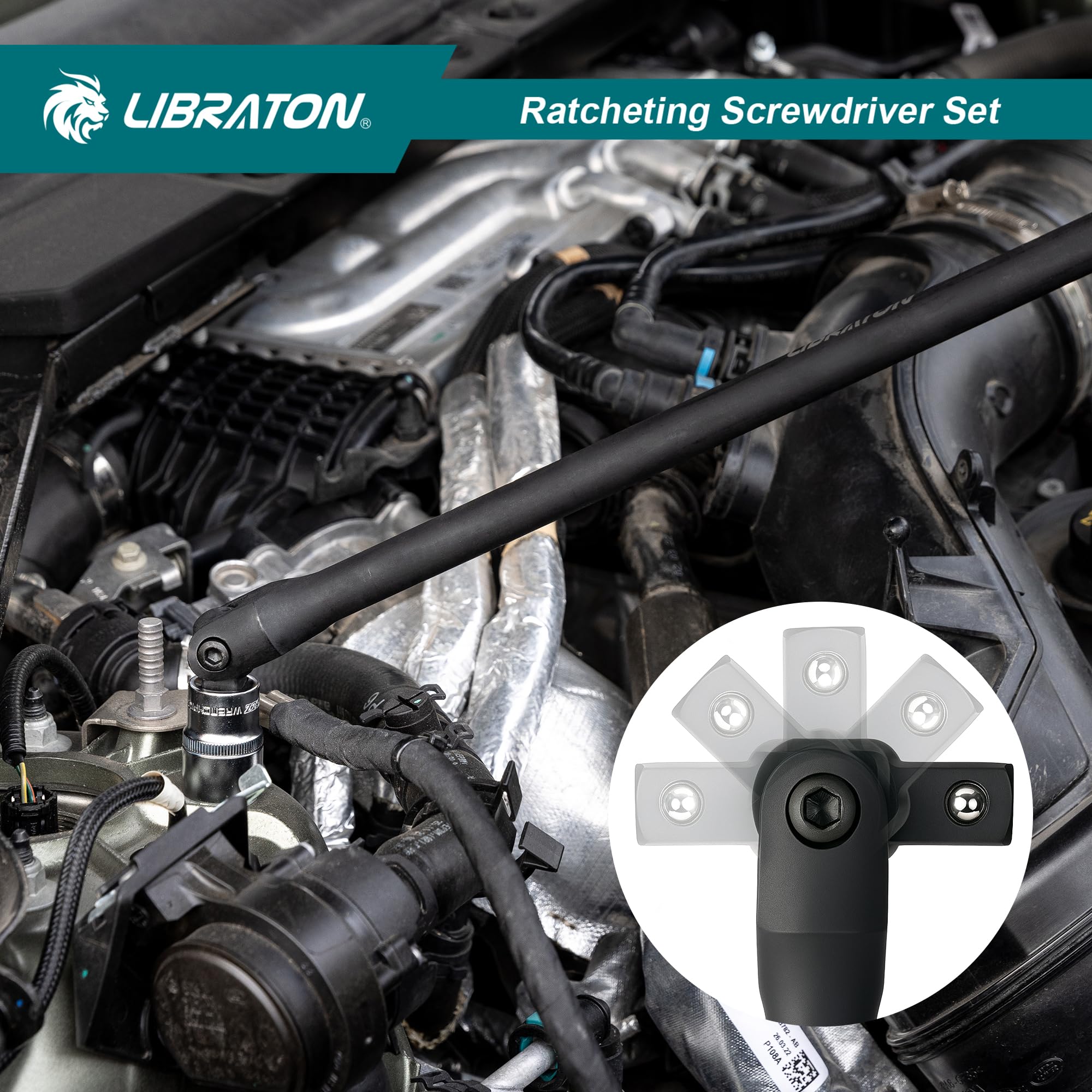 LIBRATON Drehmomentschlüssel 1/2 Zoll, 50-350 Nm, ±3% Genauigkeit | mit Gelenkgriff 1/2 Zoll, 72-Zahn-Dual-Direction Verstellbarer Drehmoment für Auto, Motorrad Reparatur