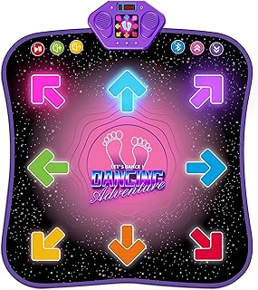 Flooyes Dance Mat Toys for 3-12 Year Old Kids, Electronic Dance Pad with Light-up 8-Button Wireless Bluetooth, Music Dance with 5 Game Modes, Birthday Toys Gifts for 3 4 5 6 7 8 9 10+ Year Old Girls