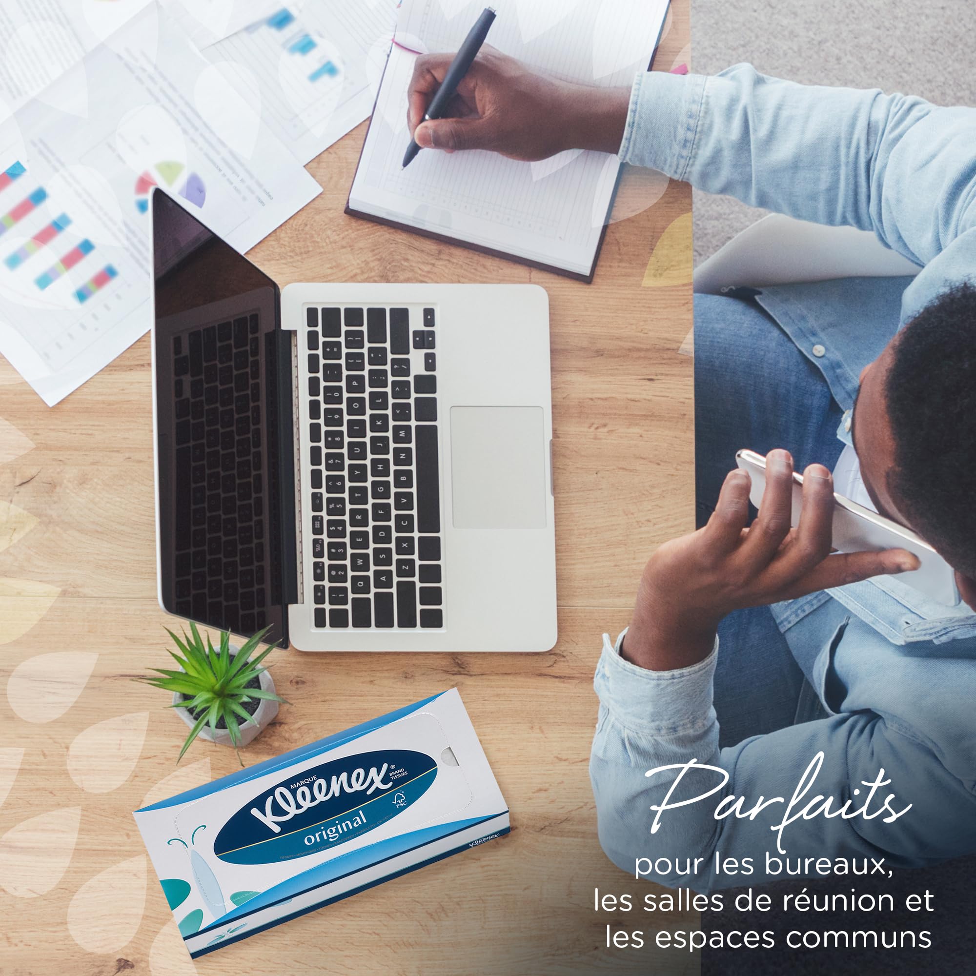 Kleenex Mouchoirs en Boite, 3 Epaisseurs, Absorbants, Certifiés FSC, Ecologiques, Idéals pour Bureaux et Espaces Professionnels, 12 Boites x 72 Mouchoirs (864 au Total), Réf. article 8824