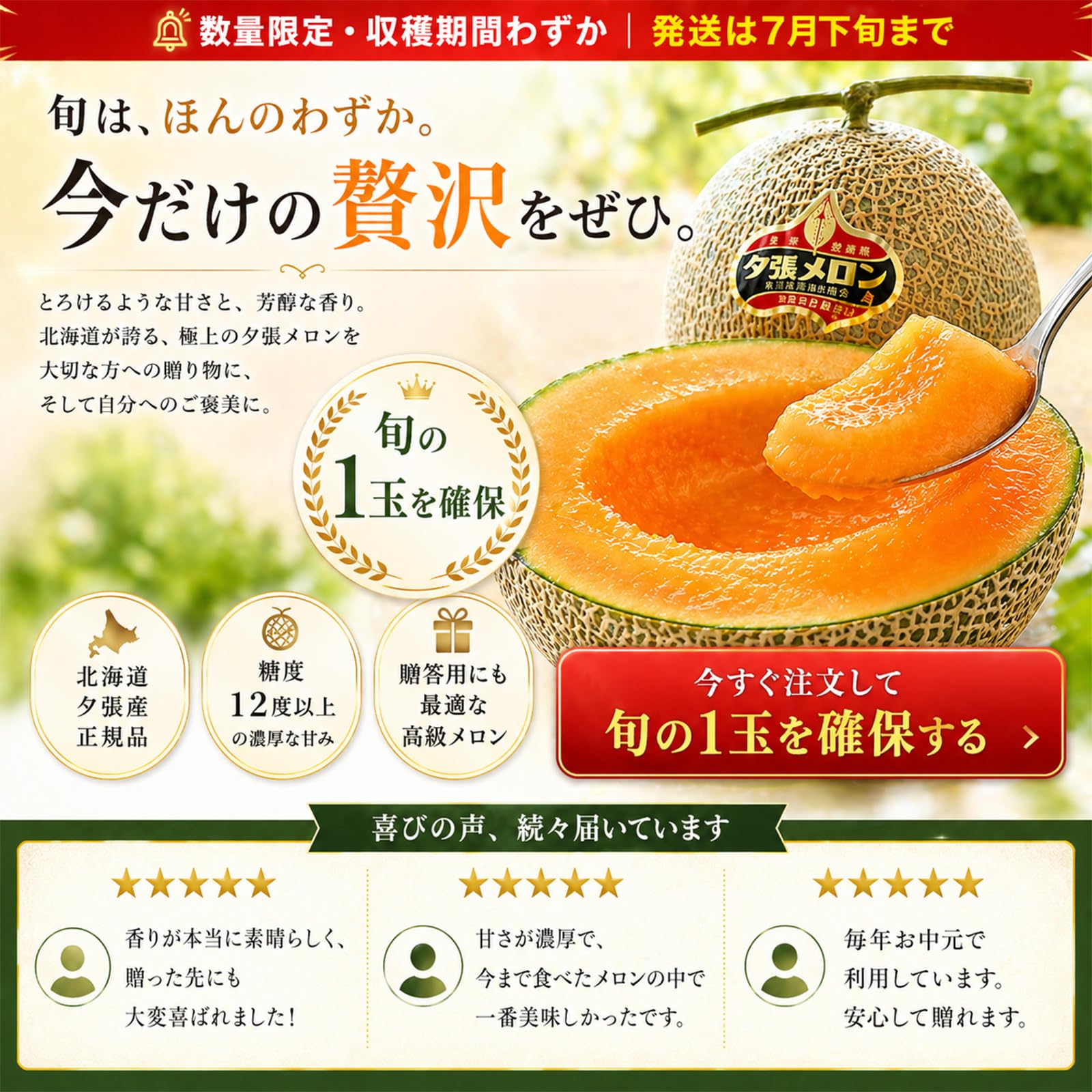 Amazon.co.jp: 北海道初夏の贈り物 夕張愛渓メロン秀品＆北海道産