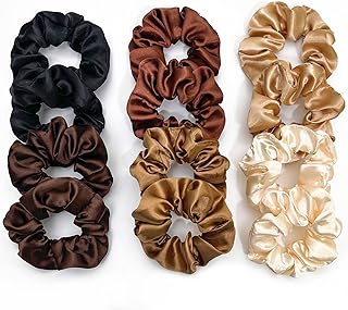 Dzyoleize Cetim Elásticos Laços de cabelo Cordas Laços Cordas Elásticas para Cabelo Fita para cabelo pequena para mulheres e meninas (12 fotos Multicoloridas)