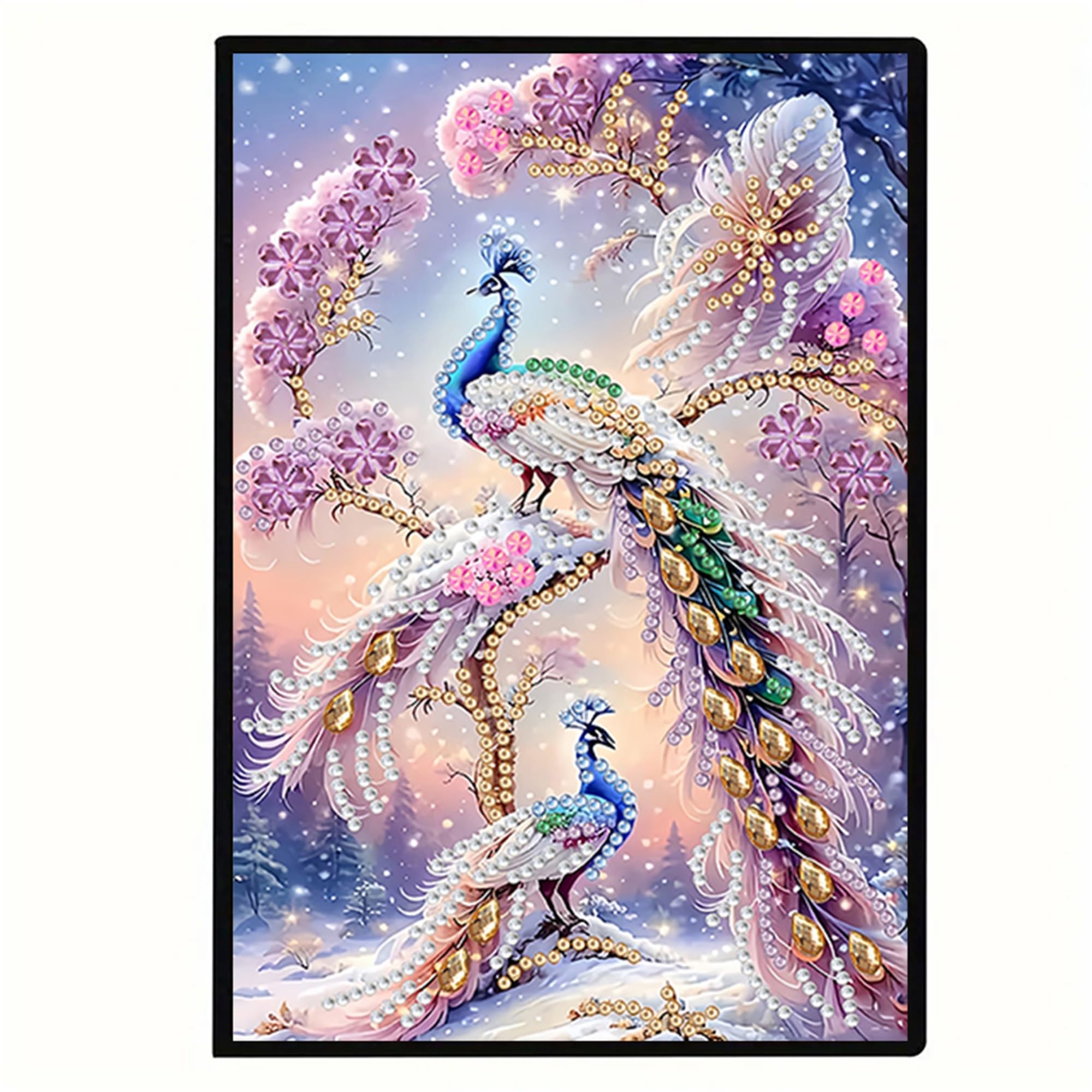 Formeyart Peacock Diamond Painting Notebook for Adults, A5 Diamond Art Journal and DIY Sketchbook, Diamond Art Kit Supplies,Gift for Beginners, Craft Lovers, Artists. (Peacock)