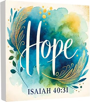 Isaiah 40 31 Gifts for Women - Bible Verse Art - Wooden Scripture Sign, Shelf or Wall Decor, Small Wooden Block 6 x 6 inches