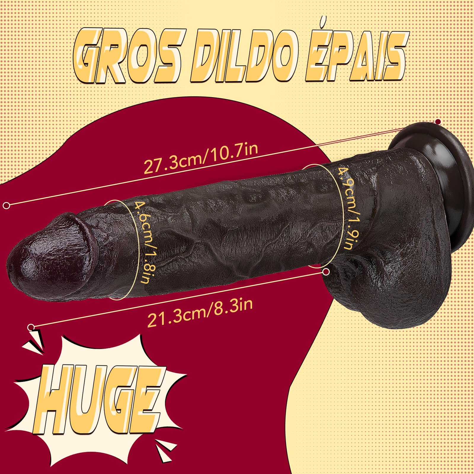 27CM Gode Sex Toýs Femme Homme - Sex Toys Godemichets XXL Réaliste Large Dildo avec Prépuce Coulissant et Veines Réalistes, Gros Godemichés Sextoyse Couple Gay Plug Anal Anus avec Ventouse Puissante