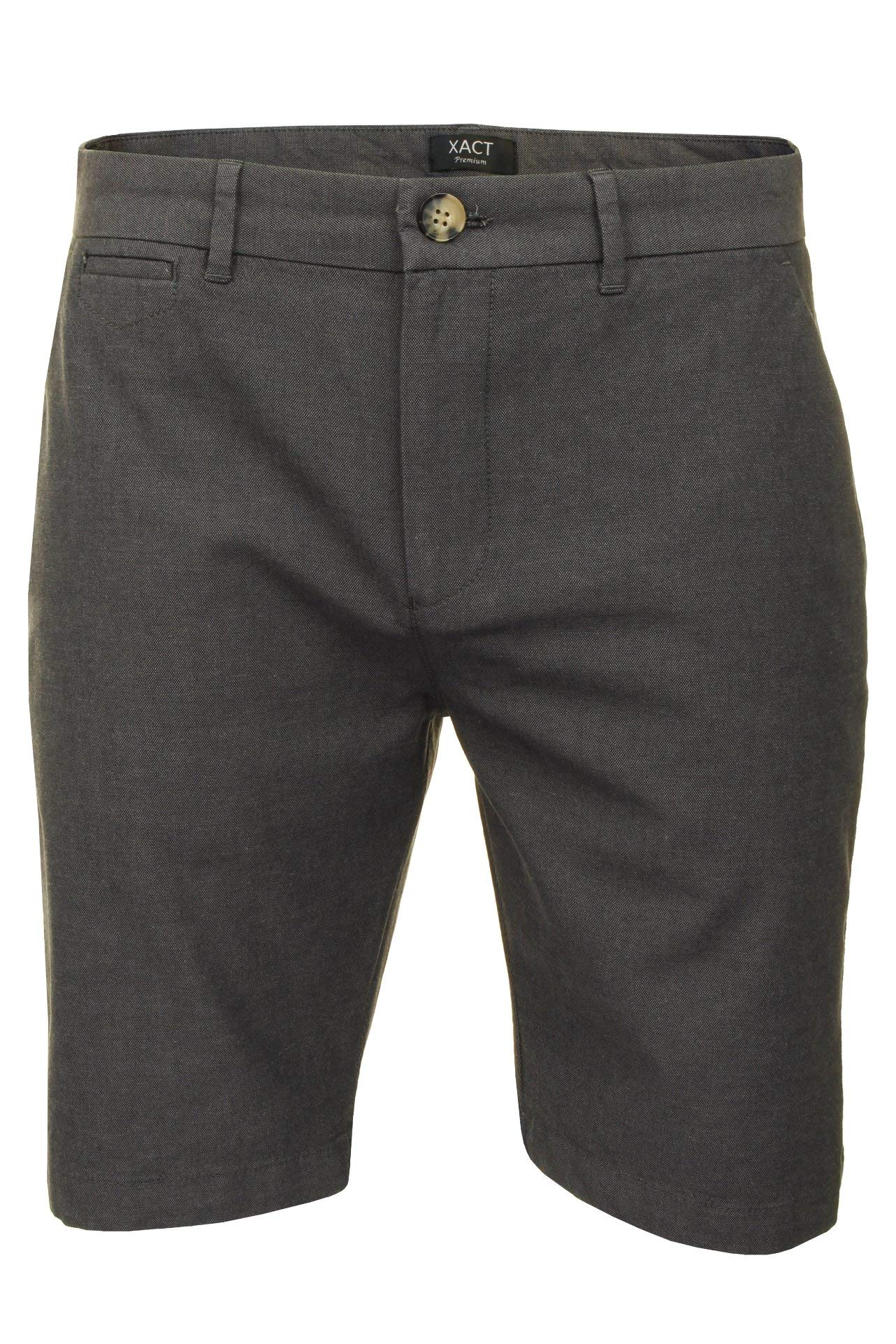 Xact Men's Oxford Grey Premium Tailored Oxford Chino Shorts (Grey) 30