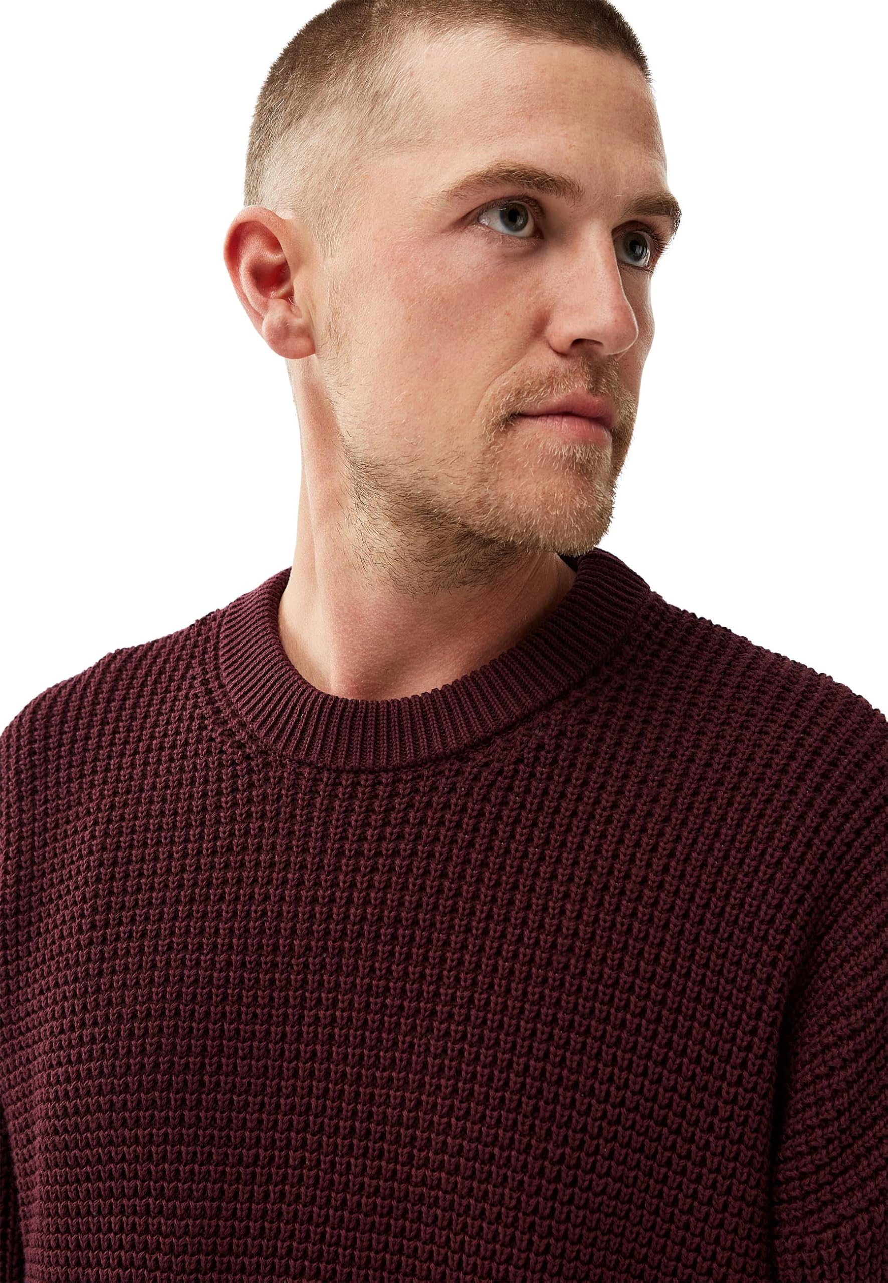 Honesty Rules Boxy Waffle Knitter Pullover Herren, bequemer Strickpullover Oversize für Männer, Crew Neck Pullover aus 100% Bio-Baumwolle, Langarm-Strick mit Rundhalsausschnitt