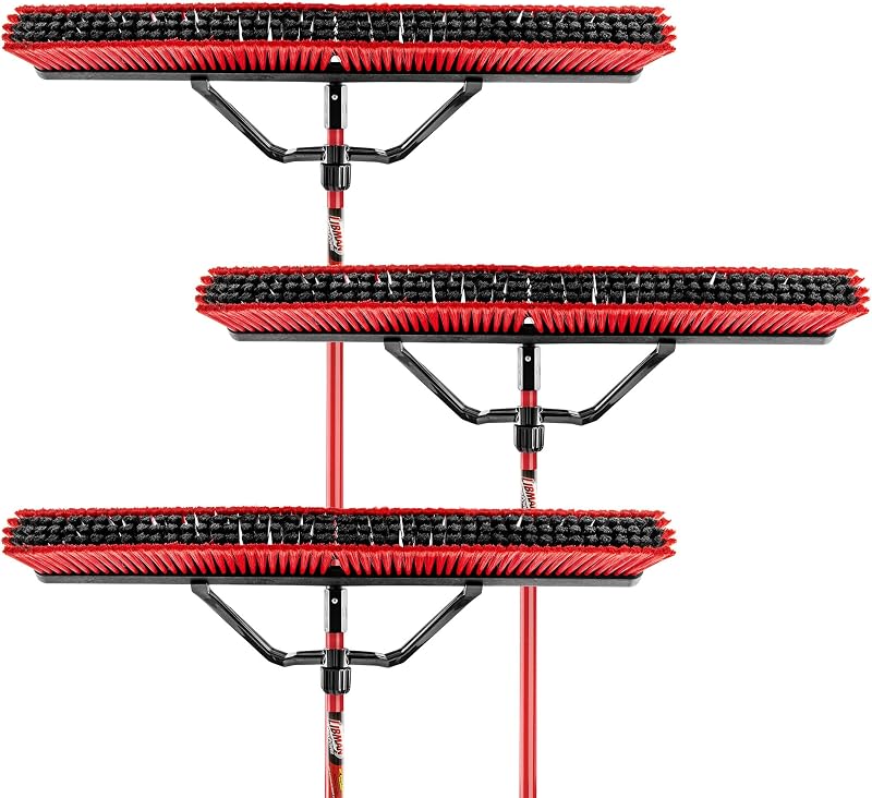 Libman Commercial 1101 escoba de empuje multisuperficie, 65"de longitud, 36" de ancho, negro/rojo, acero inoxidable, (Paquete de 3)