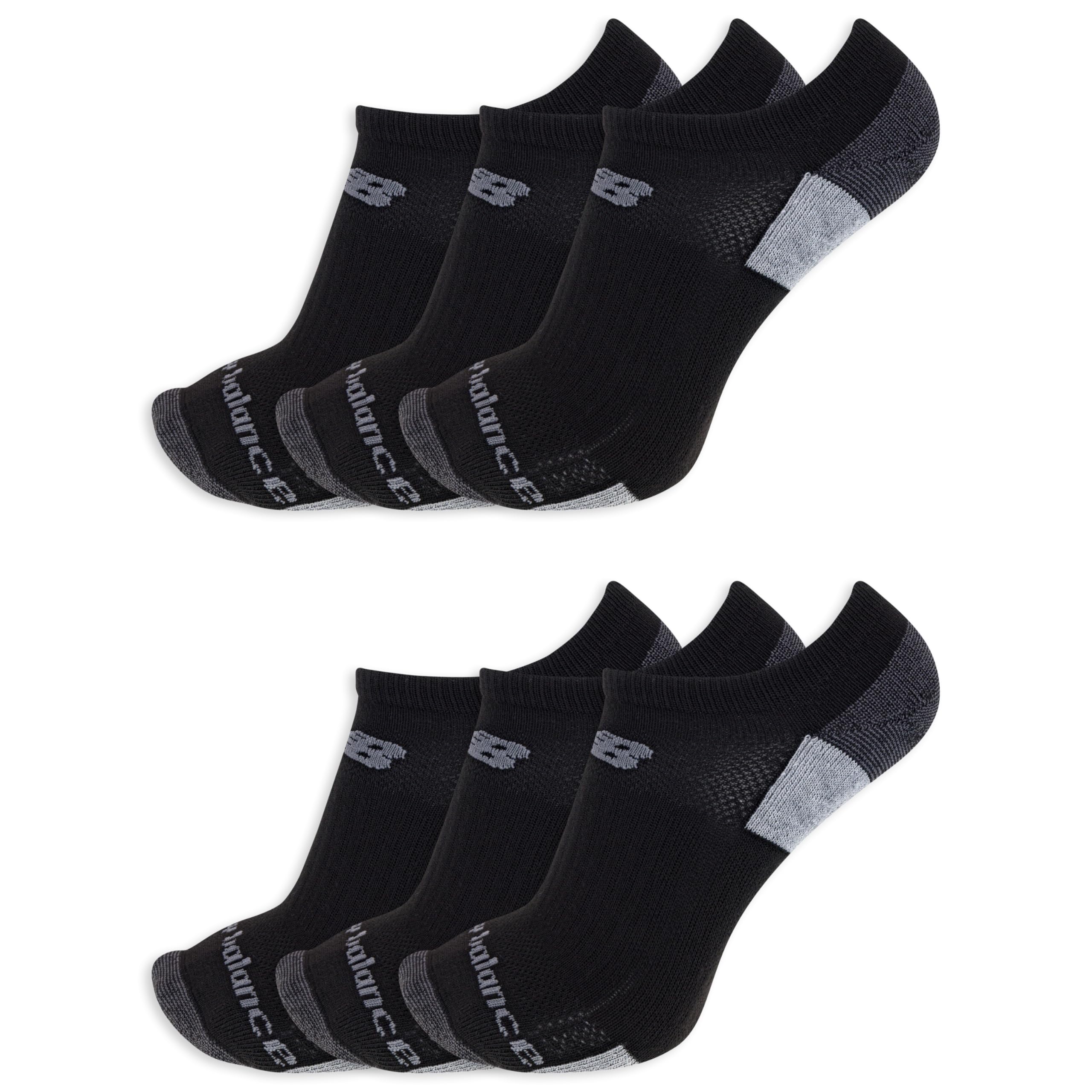 New Balance Unisex Black Performance Recycled No Show 6 Pack