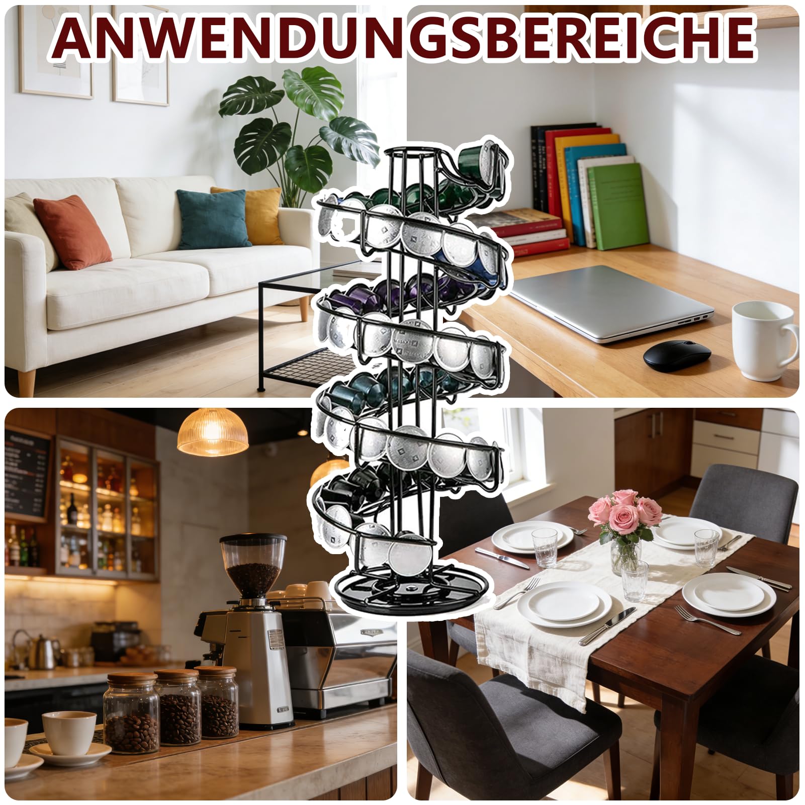 Drehbarer Kapselhalter,kompatibel mit Nespresso-Original-Kapseln,40 Stück Kaffee Organizer,um 360 Grad drehbar,Platzsparend Zubehör Kapselspender für Küchen Café Ruheraum (Eierhalter)