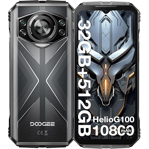 DOOGEE S118 Rugged Smartphone Unlocked, 32GB+512GB/2TB Rugged Phone, Helio G100,10800mAh(33W) 6.6''FHD+120Hz Dispaly, 50MP+12MP Night Vision, Dual SIM/Face Unlock/Fingerprint/NFC/GPS/OTG