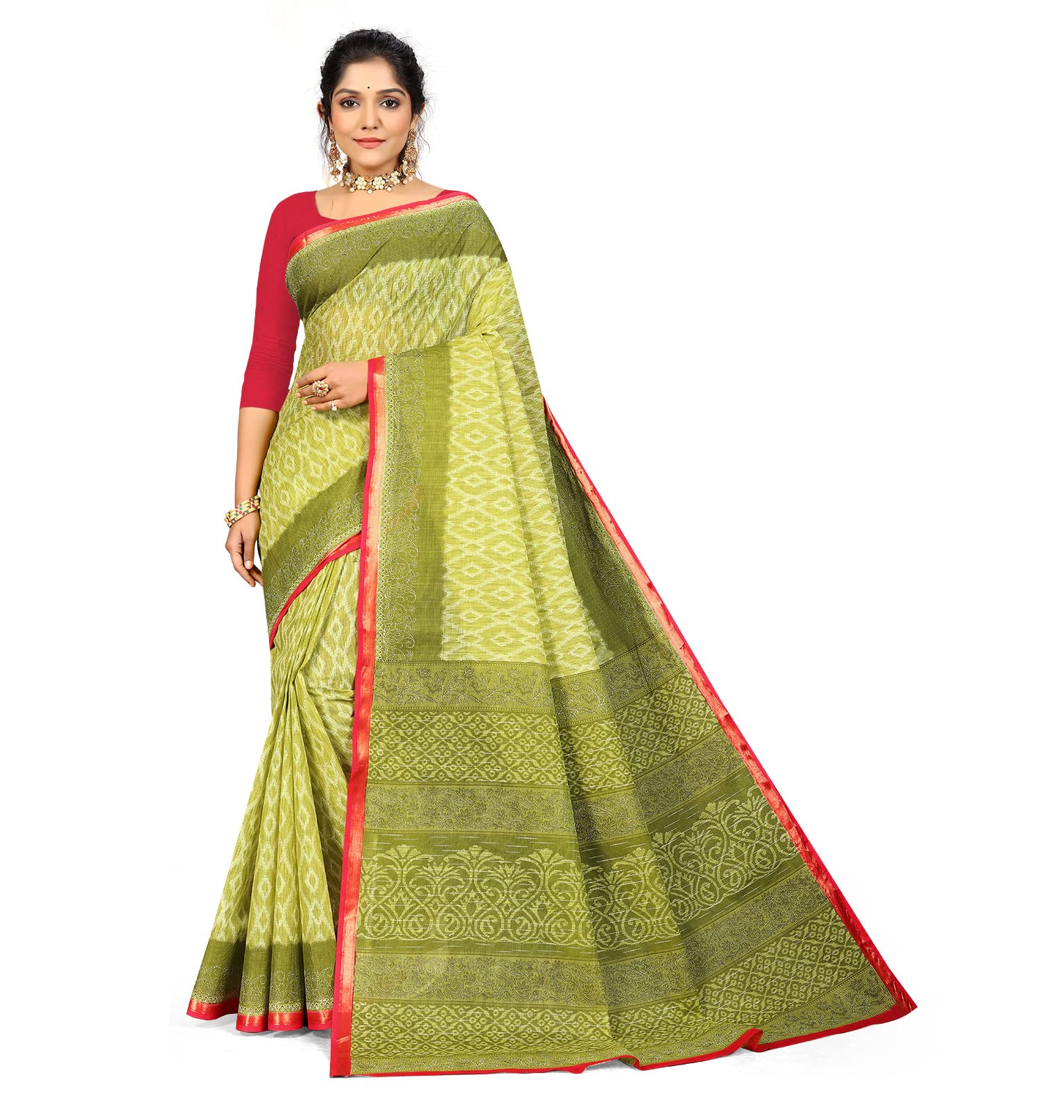 RATAN Pure Cotton Printed Mul Mul Saree for Women without Blouse Piece