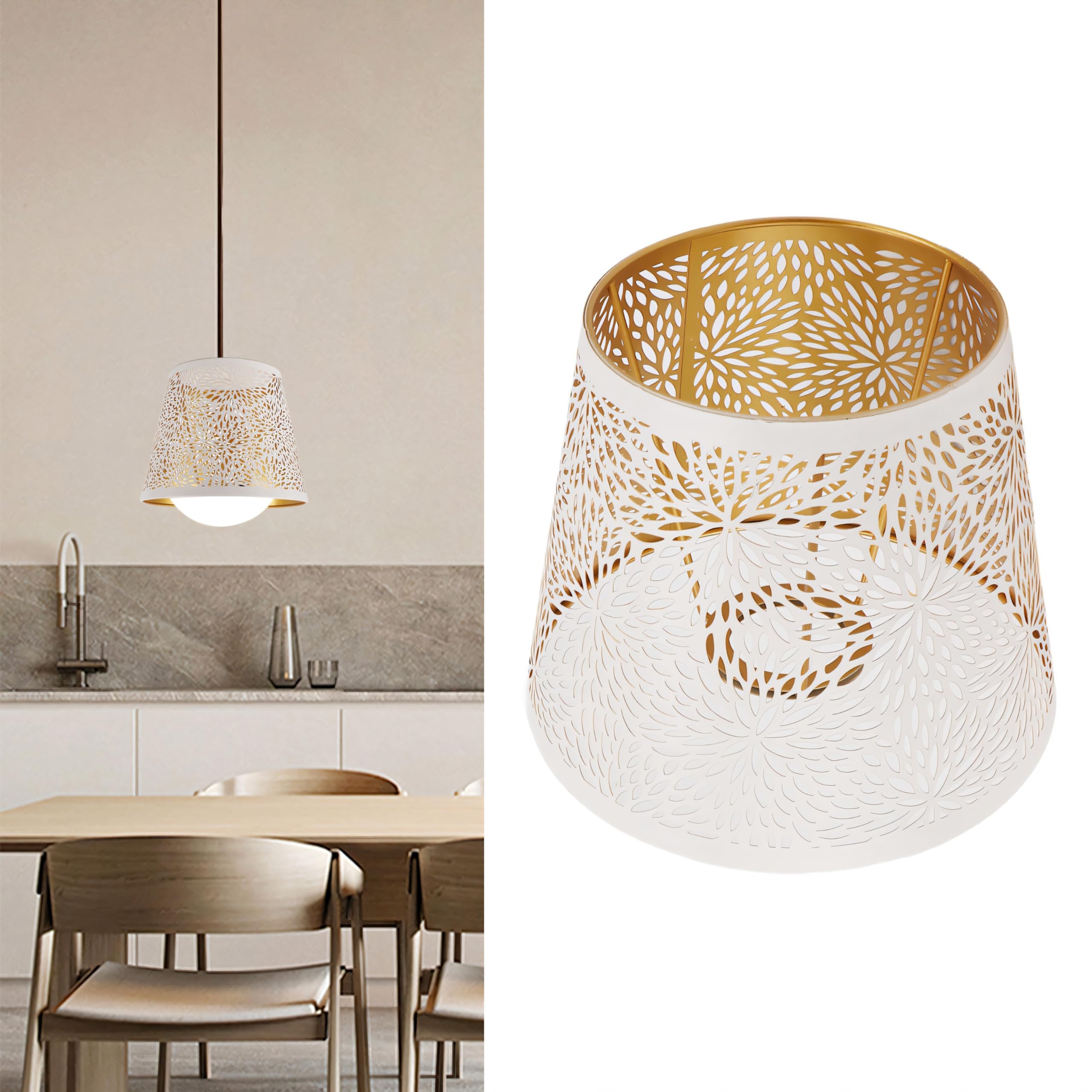 Lampenschirme für Tischlampe, Klein Lampenschirm Stehlamp Eisen Kunst Hohles Design Schatten Kronleuchter E26 E27 Weiß Schutzhülle für Pendelleuchte Wandleuchte Dekoration