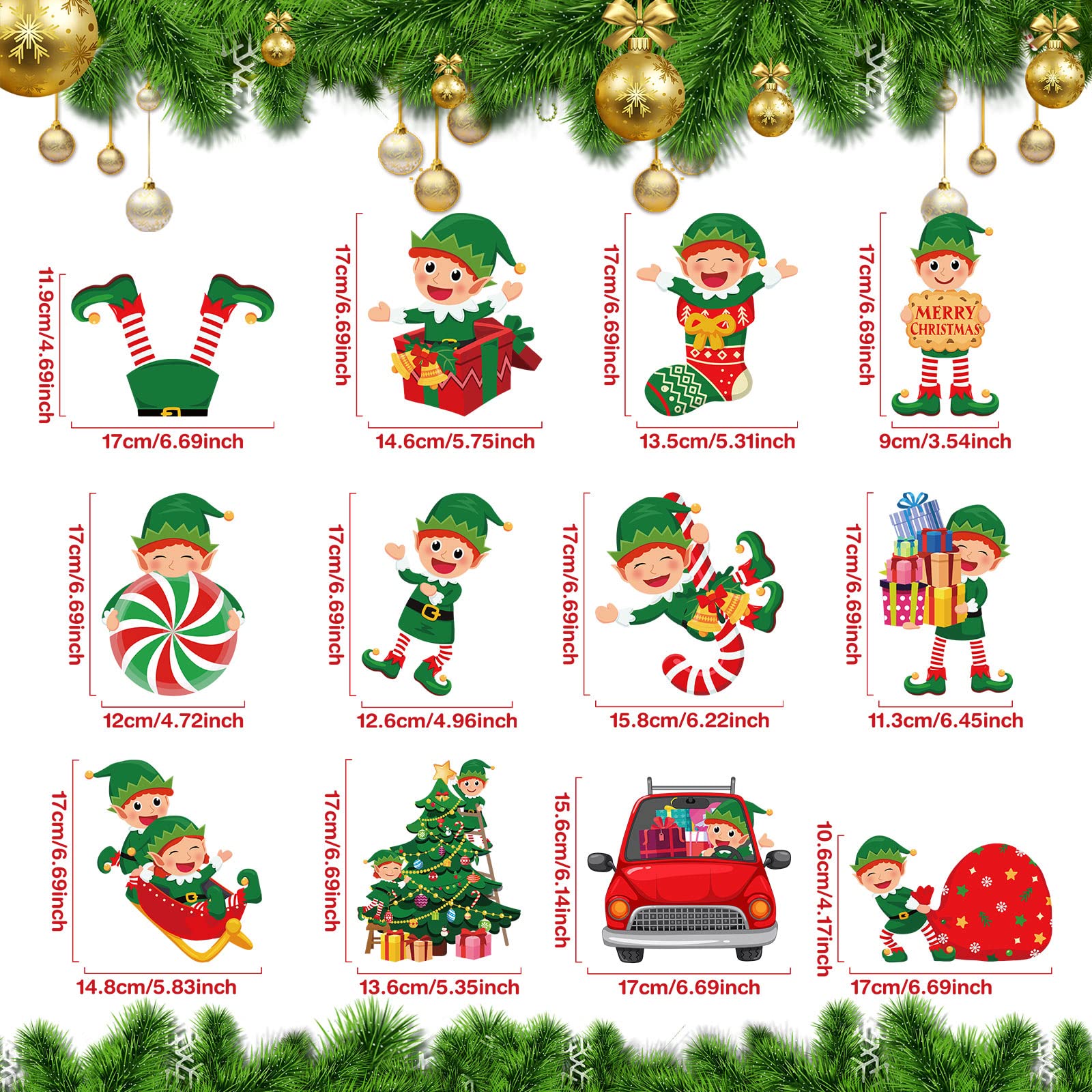 Zomiboo 53 Pcs Christmas Hanging Swirls Decorations Christmas Candy Gingerbread Man Elves Truck Red Cardinals Christmas Ceiling Decor Ornaments for Christmas Tree Xmas Holiday Party Supplies (Elf) - Image 2