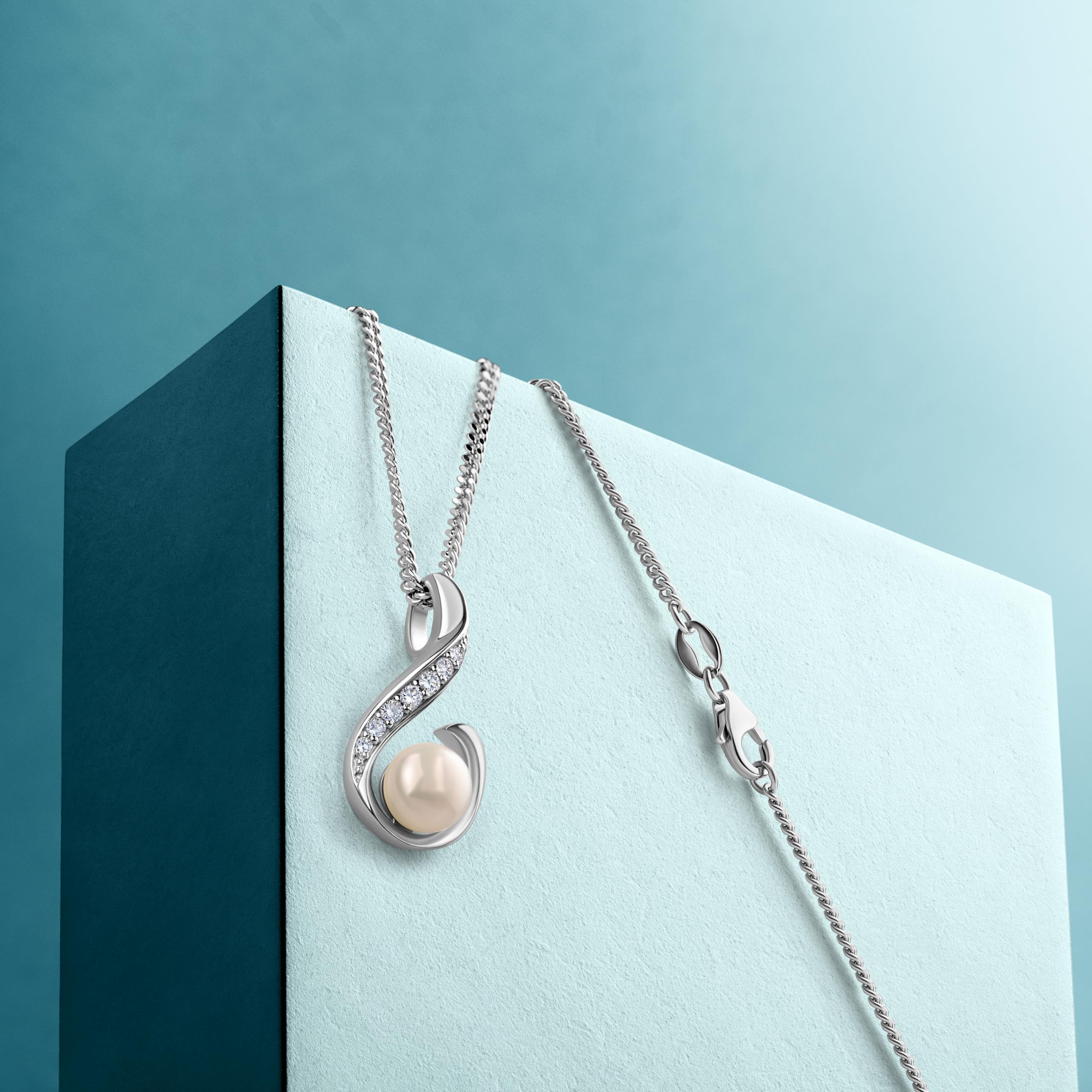 Miore MSAE011N Catenina in argento con perla e zirconi, lunghezza 45cm
