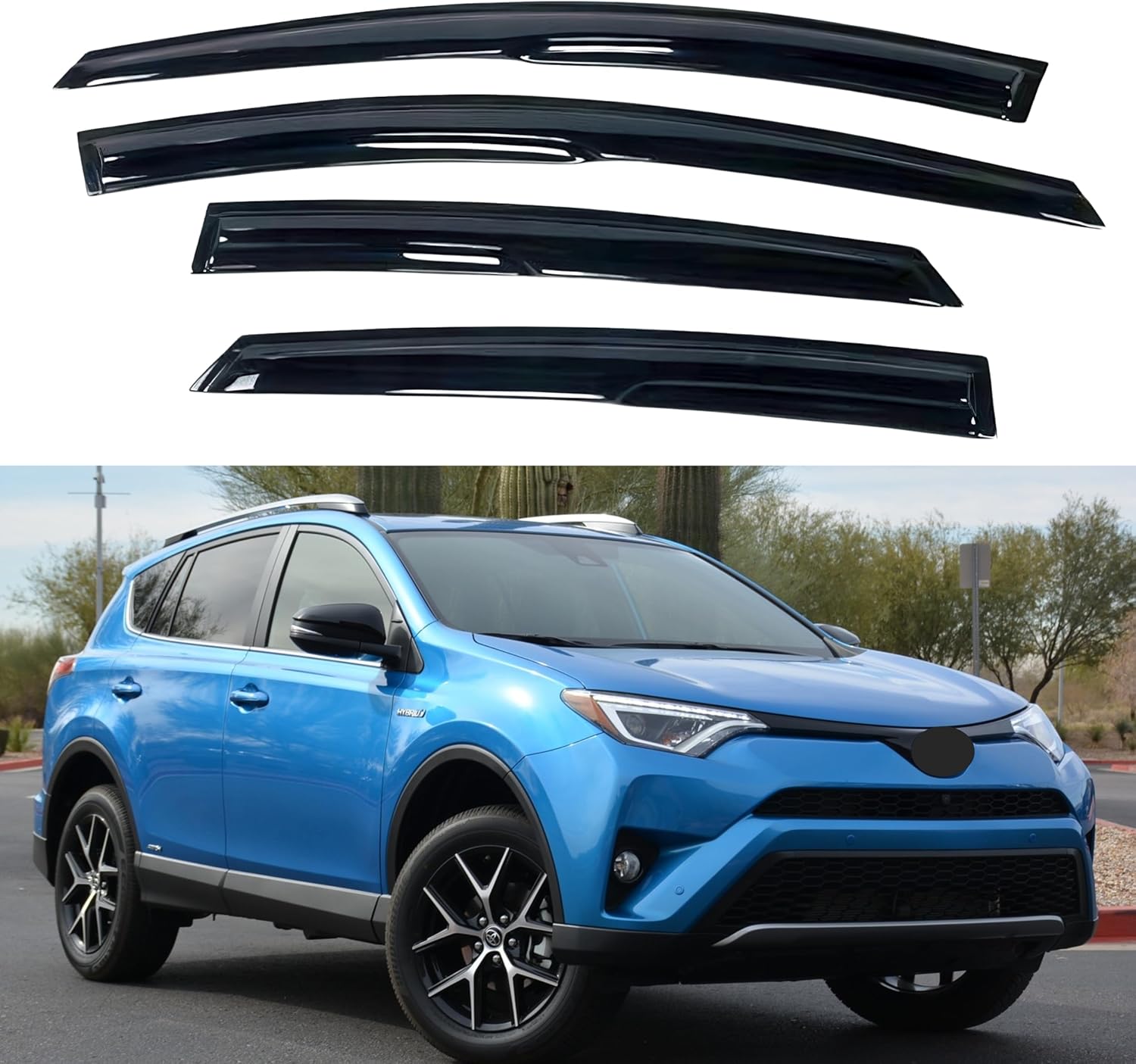 IG Window Visors Fit for 2013-2018 Toyota RAV4, Out-Channel Rain Guards Vent Wind Deflectors 4PC, Car Accessories for 13-18 RAV4