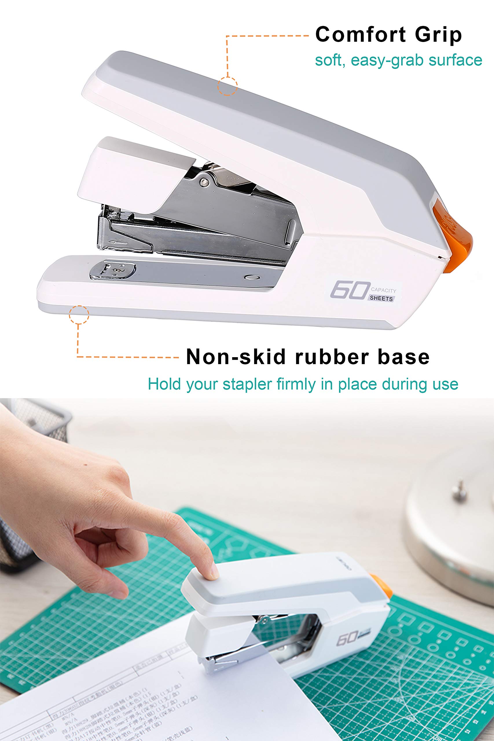 Deli Effortless Heavy Duty Stapler, One Touch Stapling