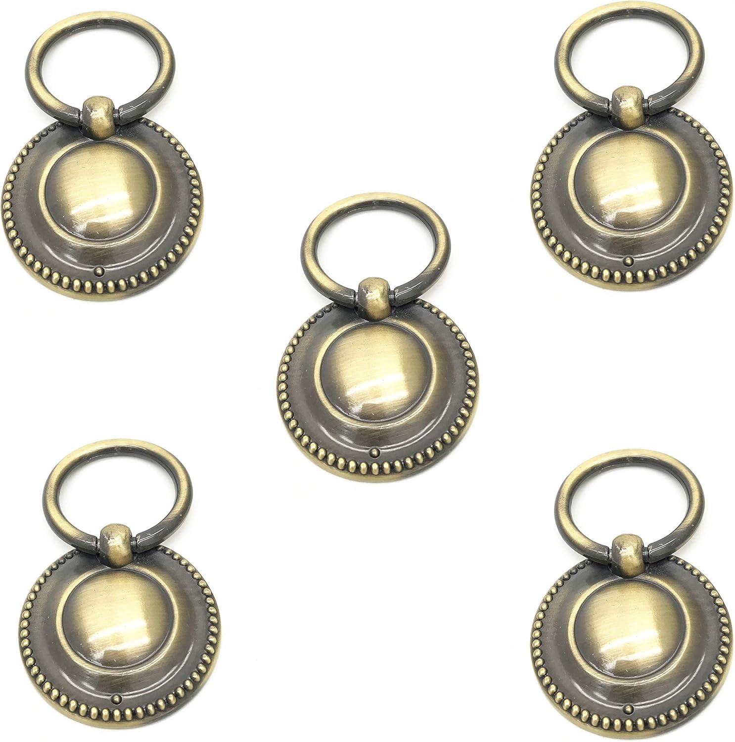 XMHF 4PCS Antique Brass Pull Handle Knobs Drawer Pull Ring