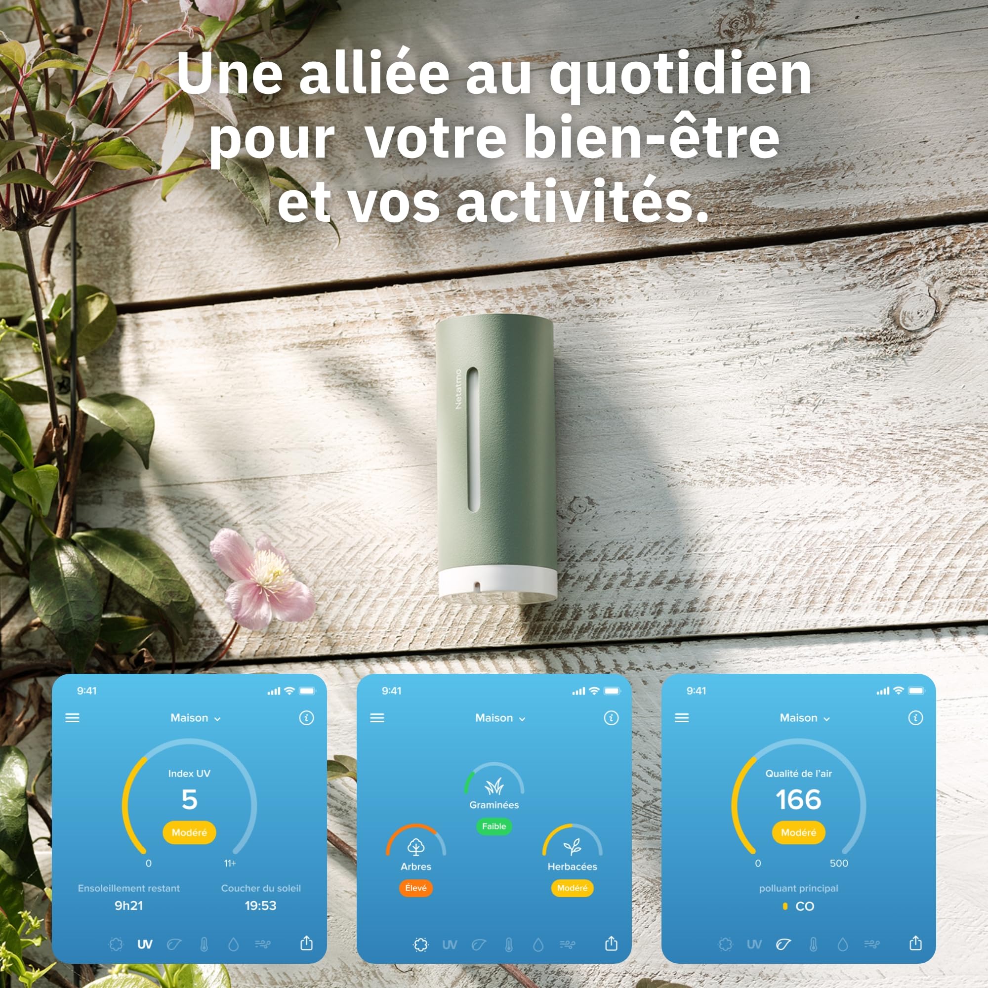 Netatmo Station Météo ORIGINAL Menthe|2e génération|Capteurs Intérieurs & Extérieurs|Température, Humidité, Qualité de l'air, indice UV,Pollens, Prévisions météo|Compatible Apple Home, Alexa & Google