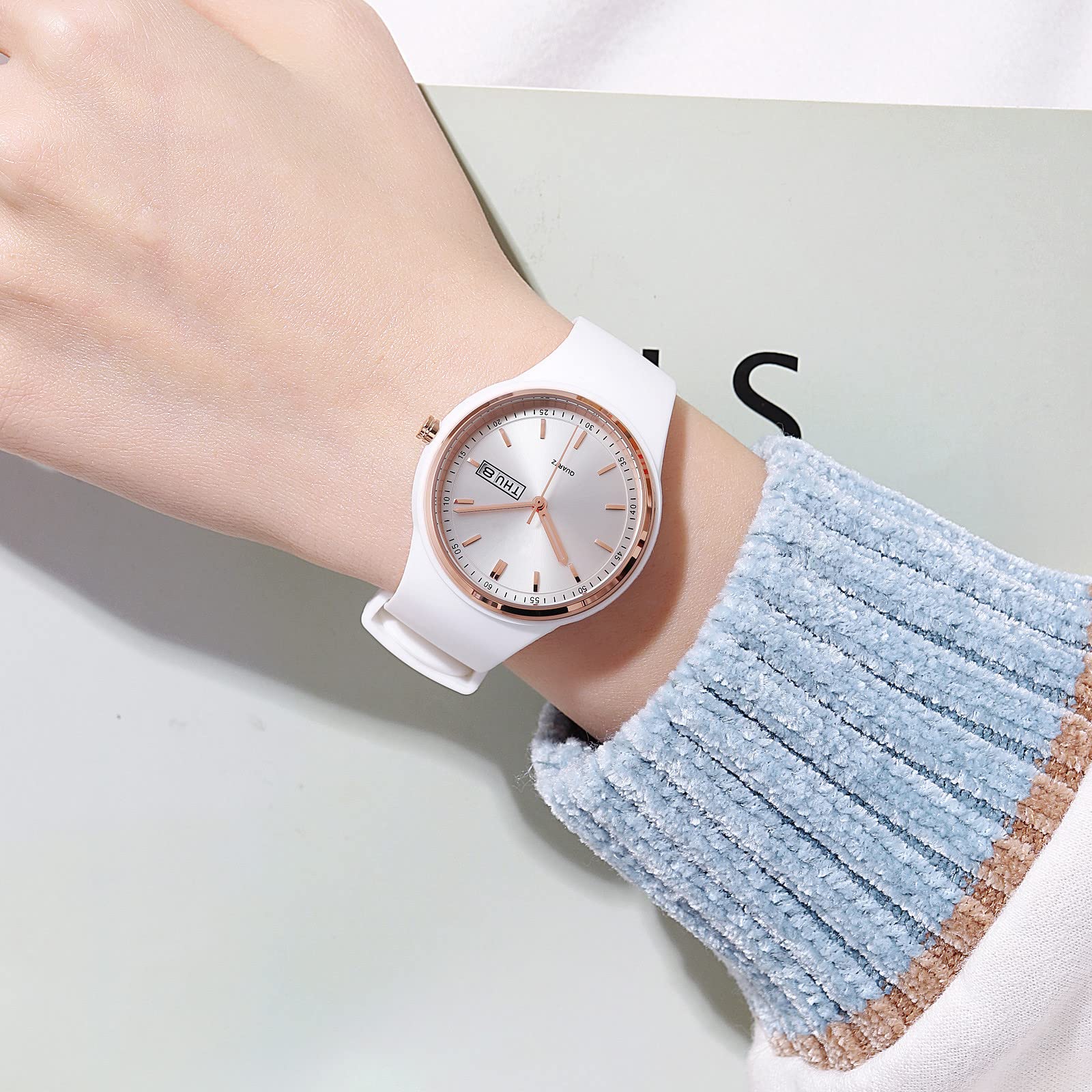 Reloj de Pulsera para Mujer con Correa de Silicona, Esfera Grande, Resistente al Agua, Deportivo, Moderno, Casual, Simple, de Cuarzo, analógico, para Mujeres y niñas