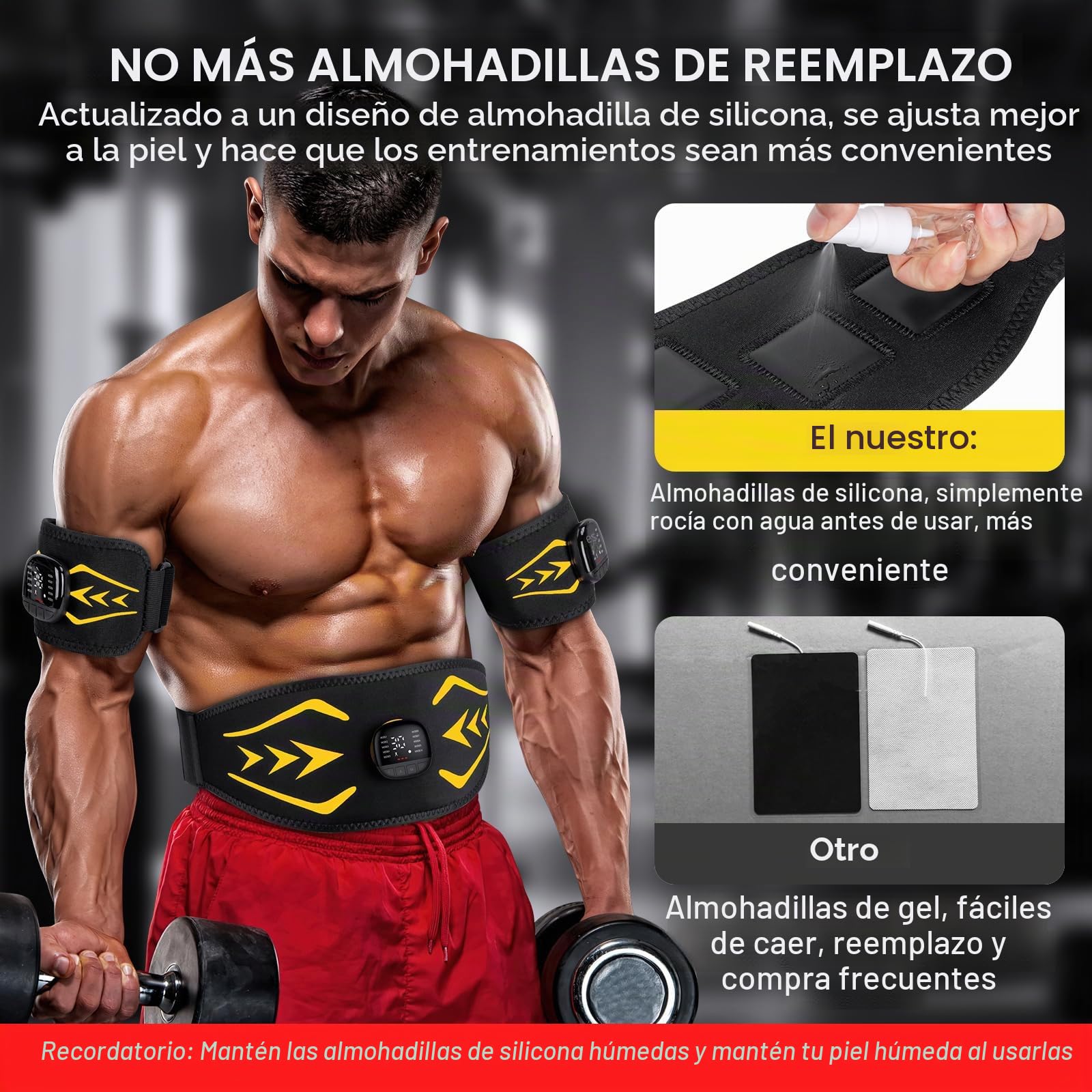 Electroestimulador Abdominal,Electroestimulador Muscular,EMS Abdominales Electroestimulacion con 10 Modos y 30 Intensidades,Estimulador Abdominal para Abdomen,Brazo,Piernas,USB Recargable