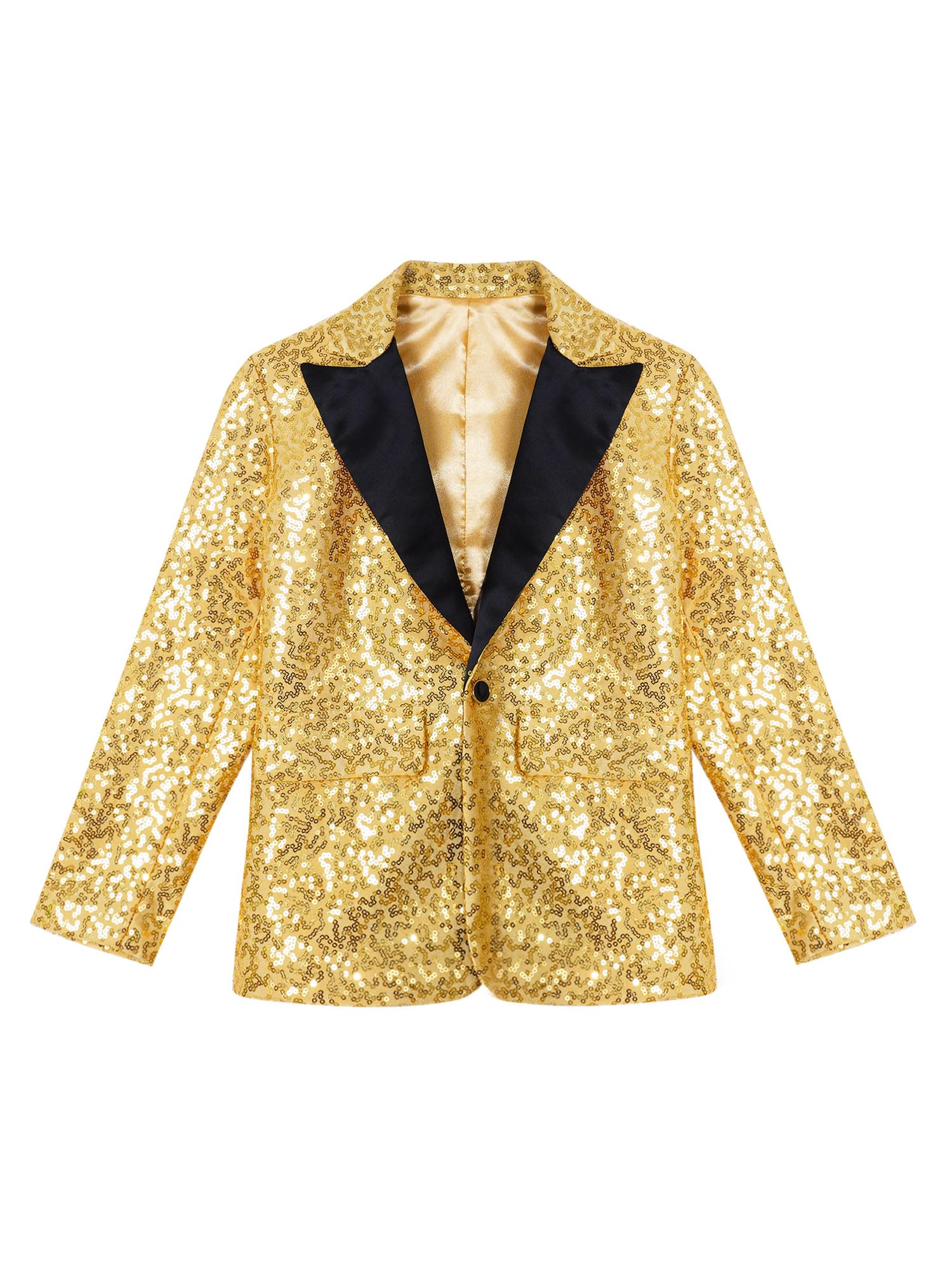 TiaoBug Enfant Garçon Paillette Veste de Costume d'honneur Mariage Cérémonie Soirée Manteau Blouse Gentleman Smoking Blazer Brillant Chemise Fête Carnaval 5-16 Ans