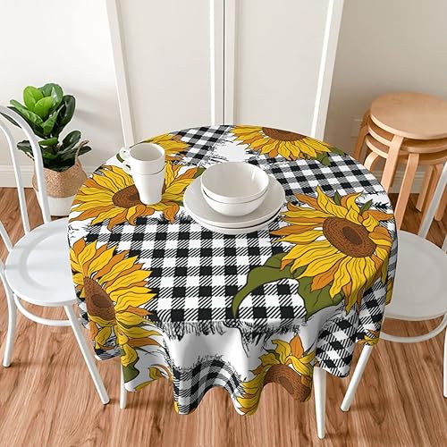 Mantel de girasol, decoración de cocina con girasol, mantel redondo a prueba de derrames, mesa para cocina, mesa de comedor, fiestas y campamento,
