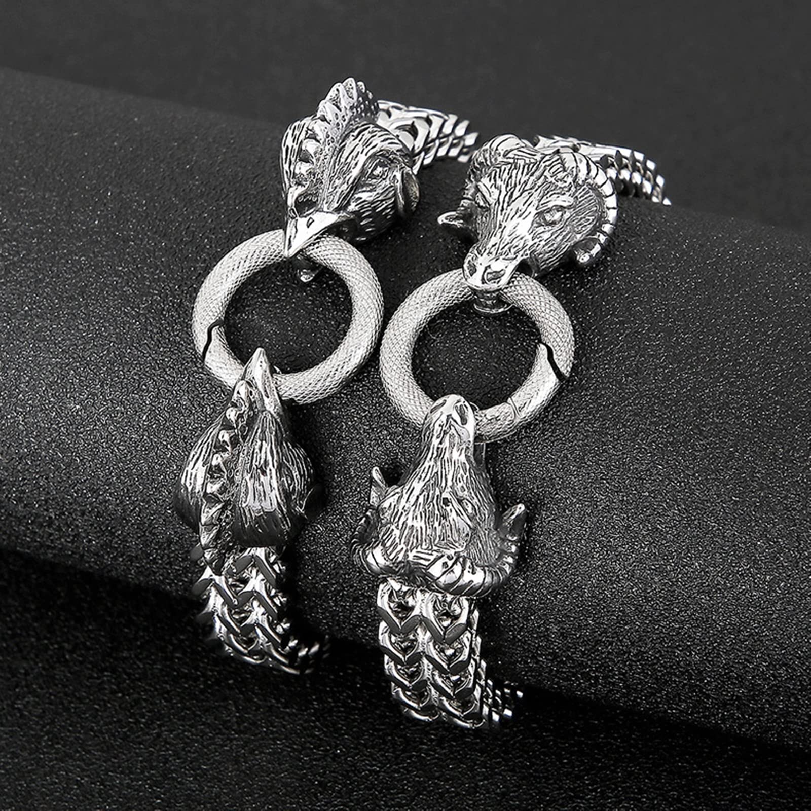 Bracciale Acciaio Uomo, Bracciale Uomo Catena Argento Forma Zodiaco a Doppia Trama Regalo di Compleanno Braccialetto