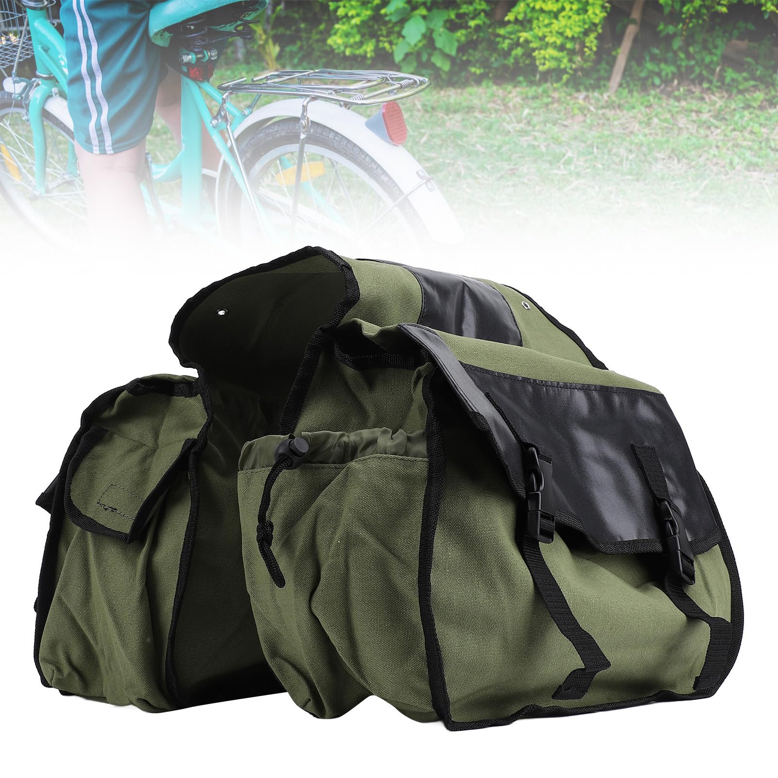 Bolsa de sillín de Bicicleta de Gran Capacidad Plegable para Actividades al Aire Libre (DE Verde)