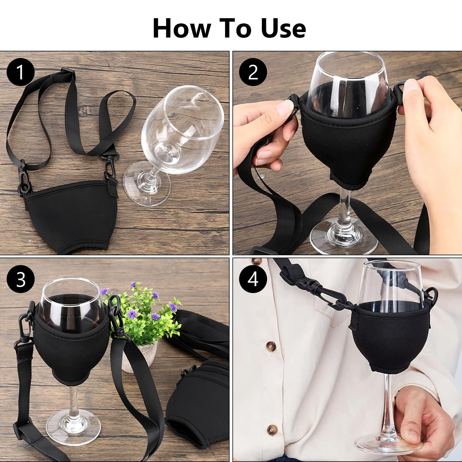 Porte-Gobelet De Cou Aipeeo - Lot De 4 - Pour Vin, Bière, Festivals