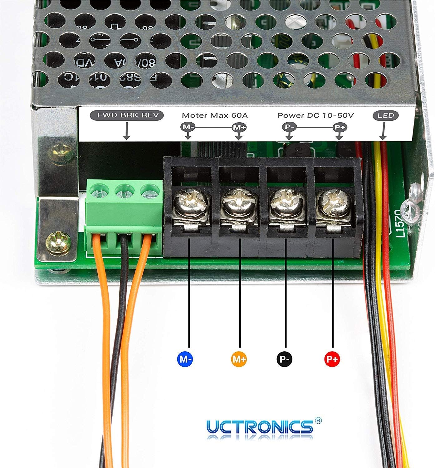 Flаѕh Dеаlѕ - 50% оƒƒ UCTRONICS Stepless DC Motor Controller, DC 10-50V 40A, Motor Speed Controller with Adjustable Potentiometer, Forward-Brake-Reverse Switch and LED Indicator for DC Brush Motor, DC Lamps/LED