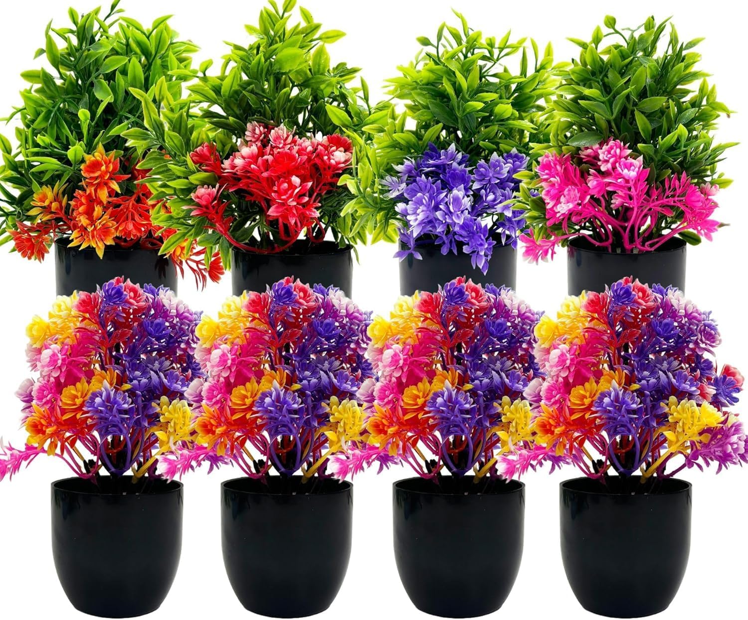 Dekorly Artificial Potted Plants, Artificial Plastic Eucalyptus Plants Small Indoor Potted Houseplants, Small Faux Plants for Home Decor Bathroom Office Farmhouse (Black-Roundpot)