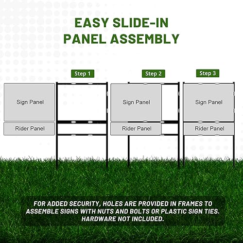 Miniatura 3 de Letrero de metal para patio de bienes raíces (paquete de 3) con estacas de acero con marco en H de acero, estacas de 18 x 24 pulgadas, soportes para