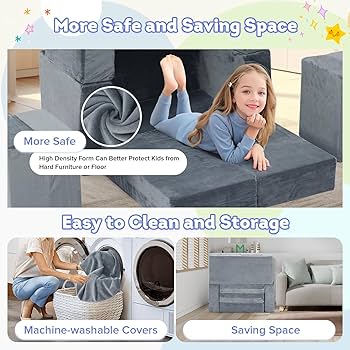 OSYKIU 2025 Newest Modular Kids Couch with Removable Pieces
