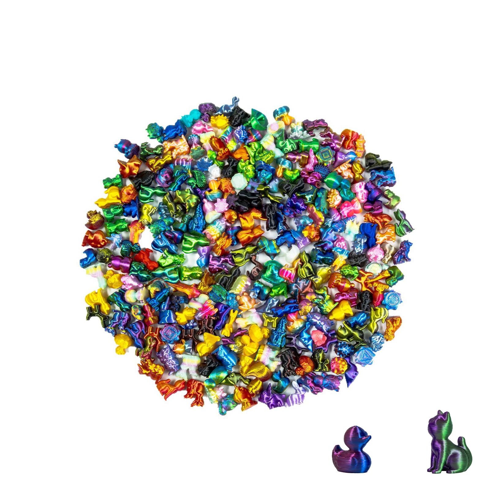Noirwwe 50Pcs 3D Printed Animals Mini Figures for Desk Decor,Fidget Toy