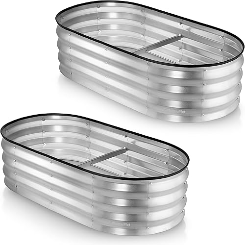 Camas de jardín elevadas galvanizadas para exteriores  4 x 2 x 1 pie (paquete de 2) macetas elevadas para jardinería, verduras, flores, caja de
