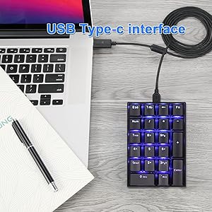 MOTOSPEED K23 Mechanical Numeric Keypad Red Switch Wired 21 Keys Mini Numpad Portable Gaming Keypad Extended Layout for Cashier