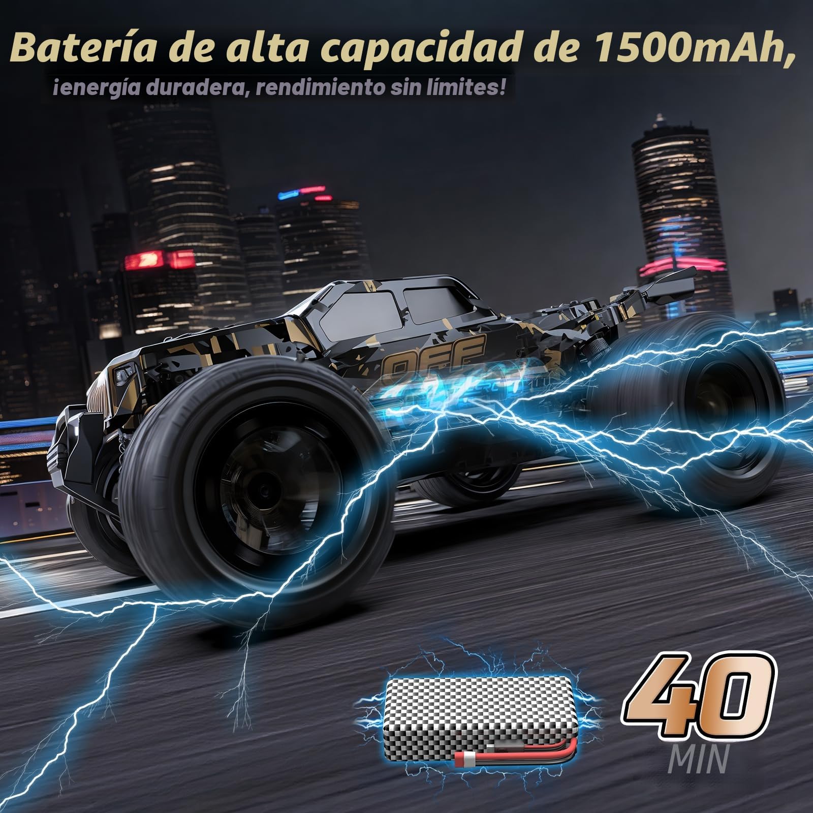 DEERC 9309E 1/16 - Coche Todoterreno teledirigido rápido para Adultos, 40 km/h, 4x4, eléctrico, Todoterreno, Control Remoto, 2,4 GHz, Alta Velocidad, Impermeable, con 2 baterías, para niños.