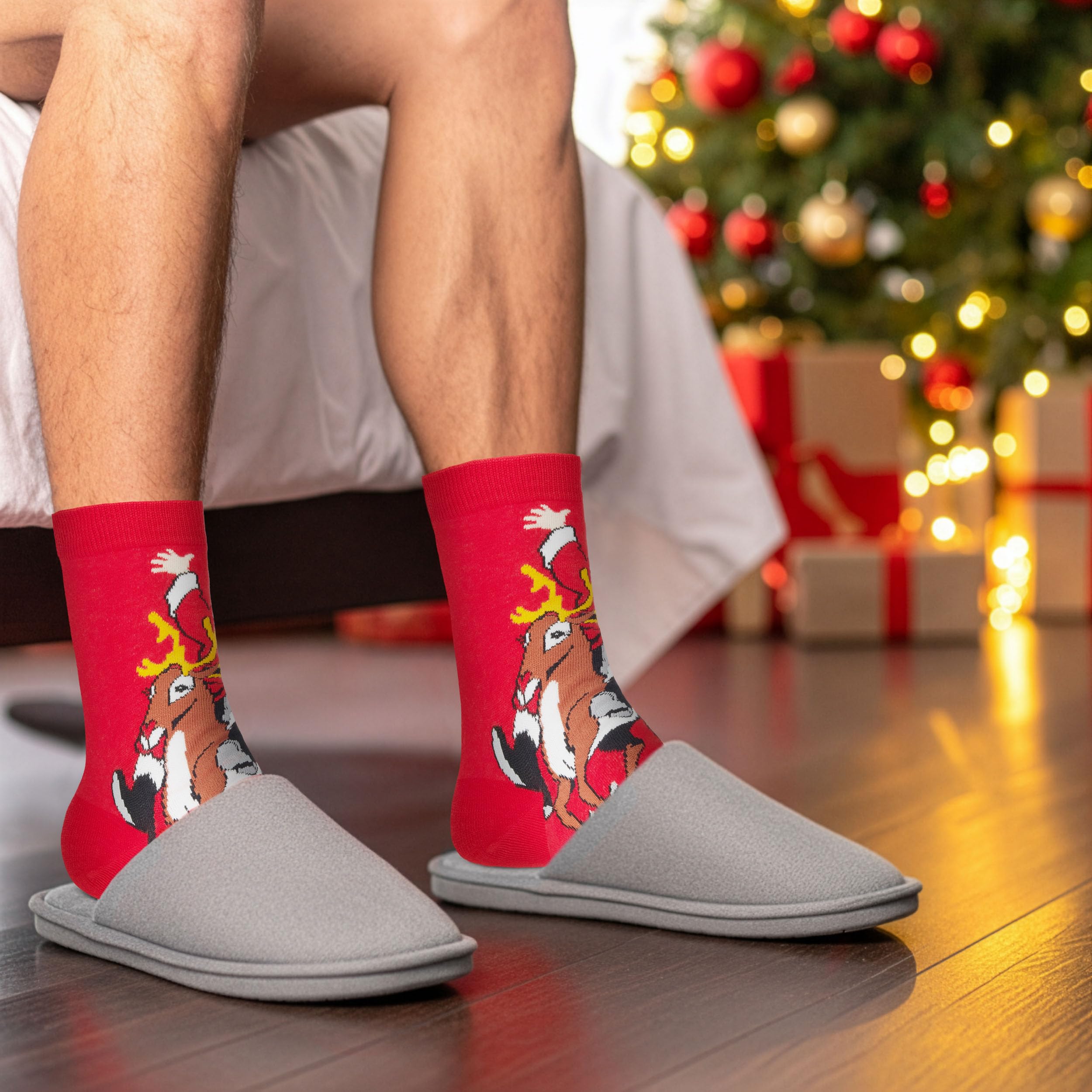 BRUBAKER 5 Par Skarpetek Świątecznych - Cool Santa - Kolorowe i Stylowe Skarpetki Bożonarodzeniowe dla Mężczyzn - Zabawny Zestaw Skarpet Męskich - Bawełniane Stopki z Mikołajem - Rozmiar 41-45