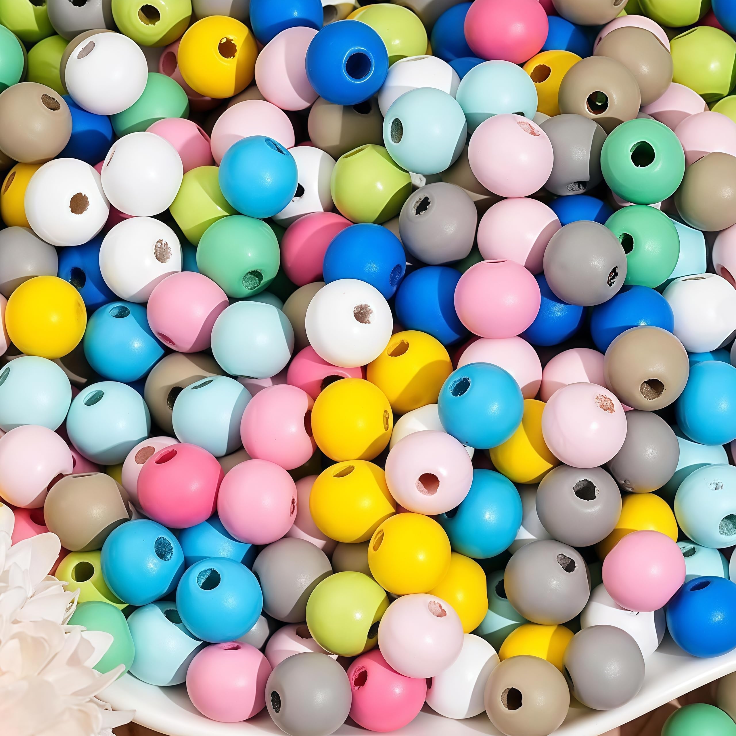 Perle Bois Lot De 500 Perles En Bois Multicolores 10mm - DIY